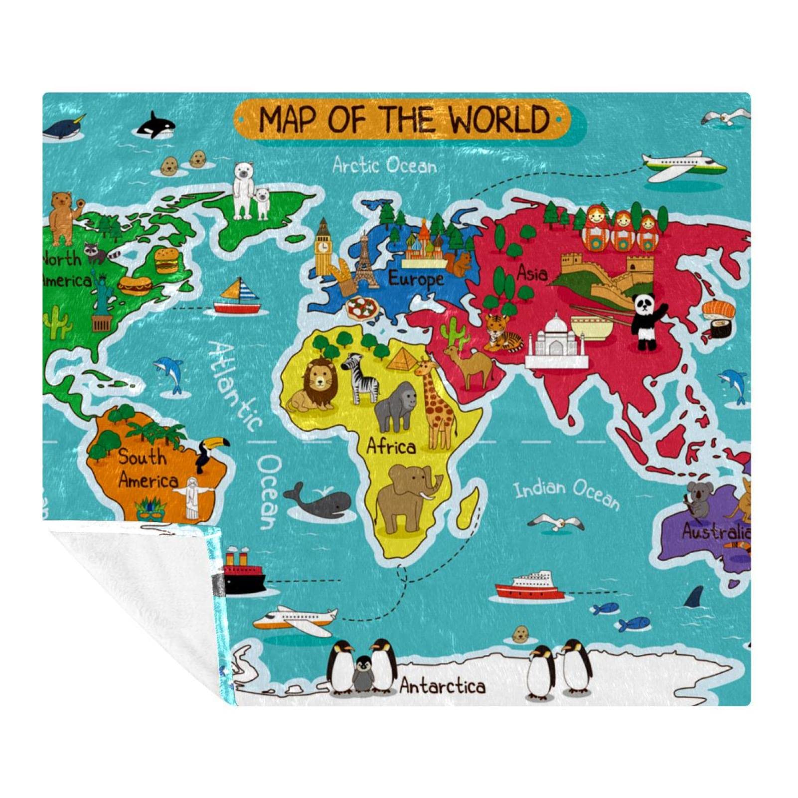 Coperta in pile, super morbida e lussuosa, mappa del mondo