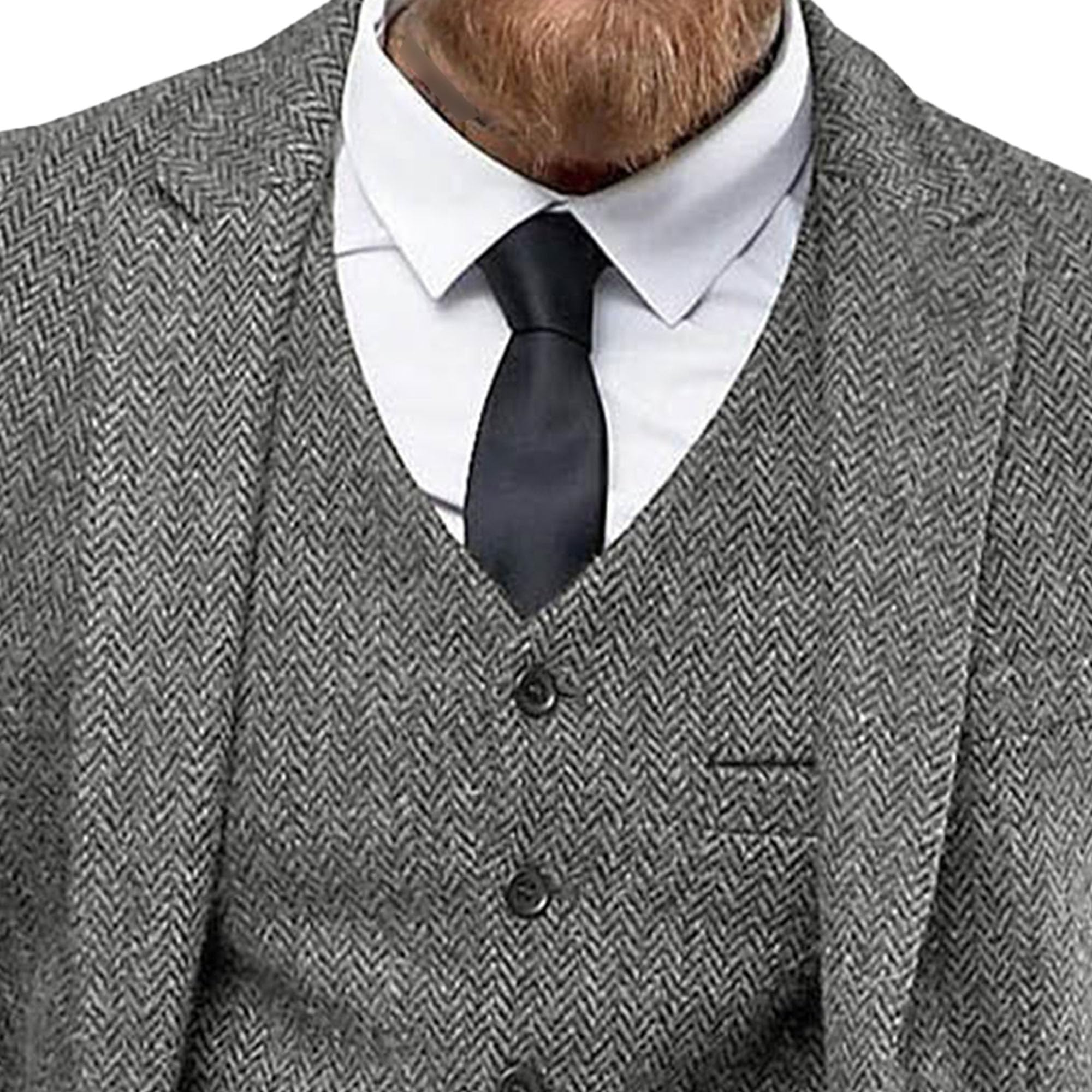 Costume Da Sposa in Tweed a spina di pesce Tuxedos Prom 3 Pezzi Peak Lapel Abito Da Sposa Giacca Gilet Pantaloni Abito Da Sera