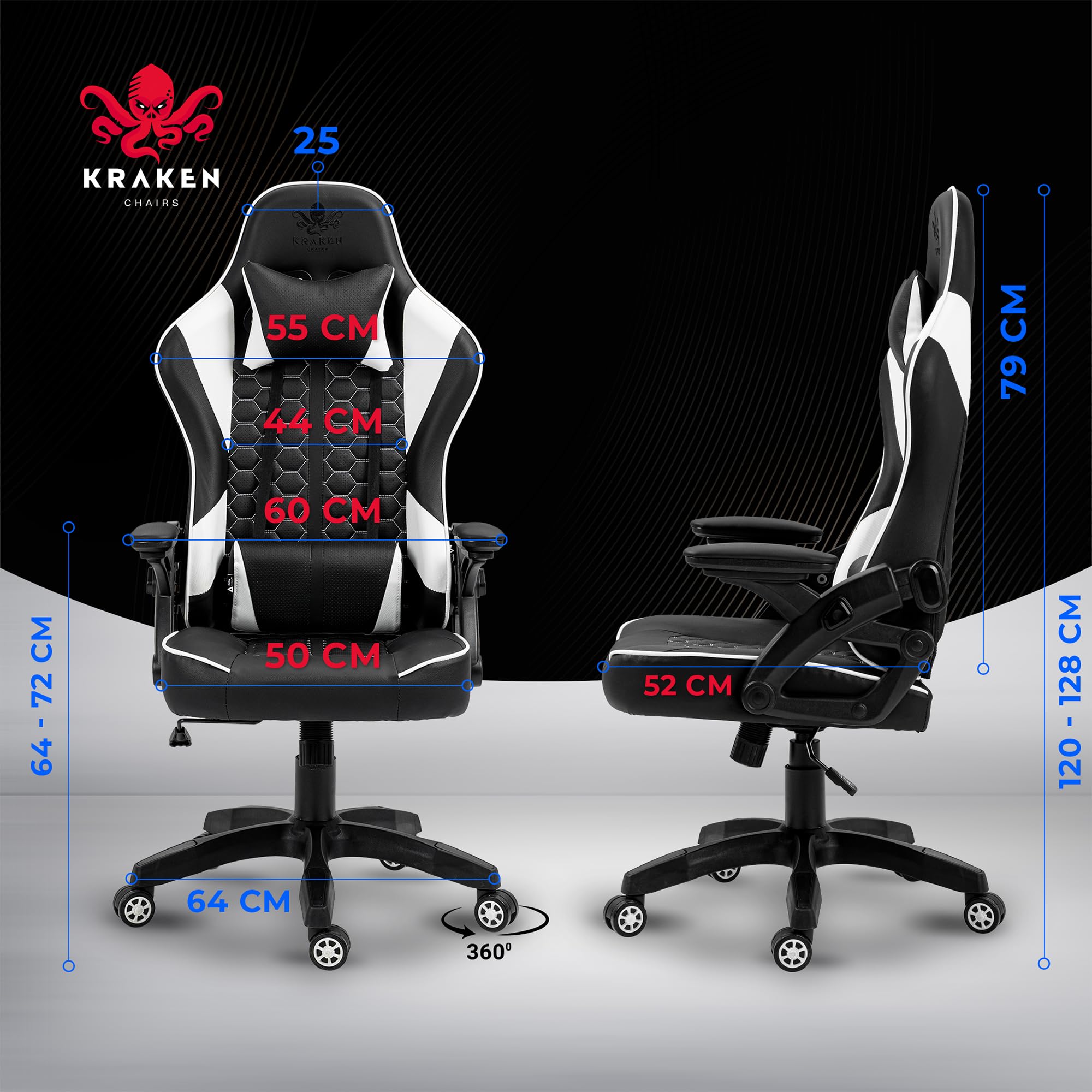 Sedia Gaming Apollo Kraken – Ergonomica In Ecopelle, Con Poggiatesta, Schienale Reclinabile E Braccioli 4D