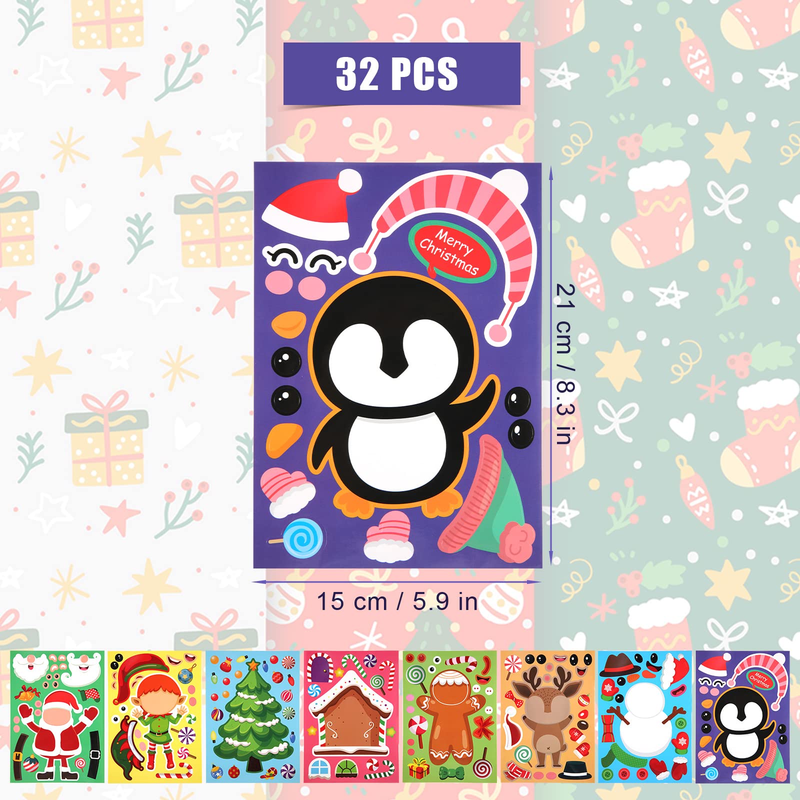 160Pcs Holiday Stickers Christmas Theme Stickers For Kids Christmas Ornament Stickers Bulk Pack Party Gifts For Adults Party