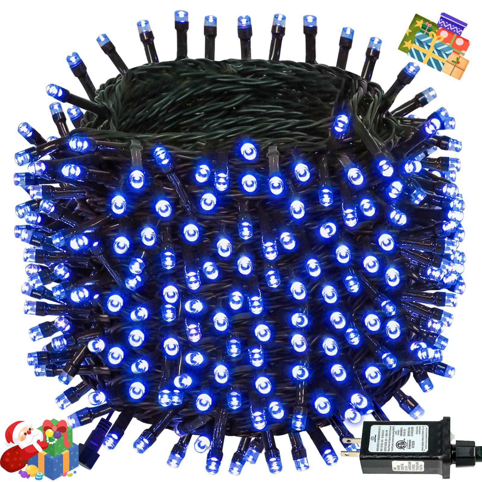 Connectable 88Ft 240LED Christmas String Lights Outdoor Indoor, Blue