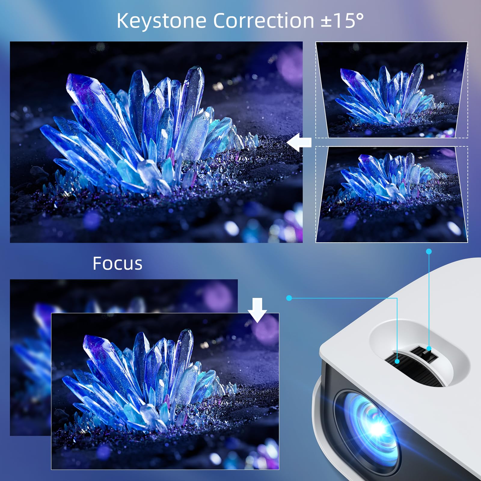 HOPVISION Mini Videoprojecteur, Projecteur Video Portable 1080P, Retroprojecteur Home Cinéma 7500L, Auto Keystone, Compatible avec iOS/Android/PS5/Firestick/HDMI/USB