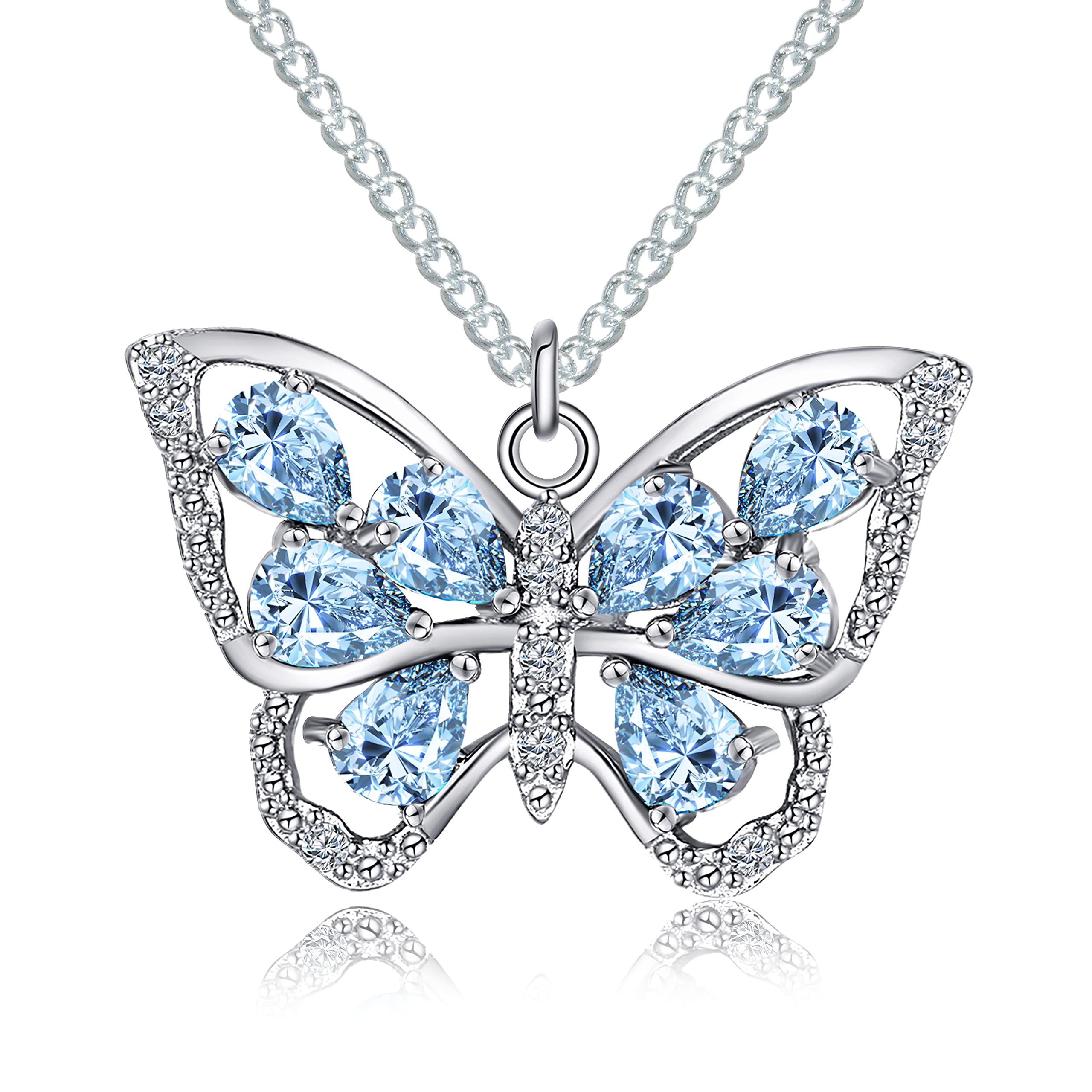 Monarch Butterfly Necklace - 925 Sterling Silver Wing Pendant, Symbol of Love & Strength - Gift for Women, Wife, Daughter - Mother's Day, Anniversary, Valentine's, Christmas, Birthday, Graduation Present