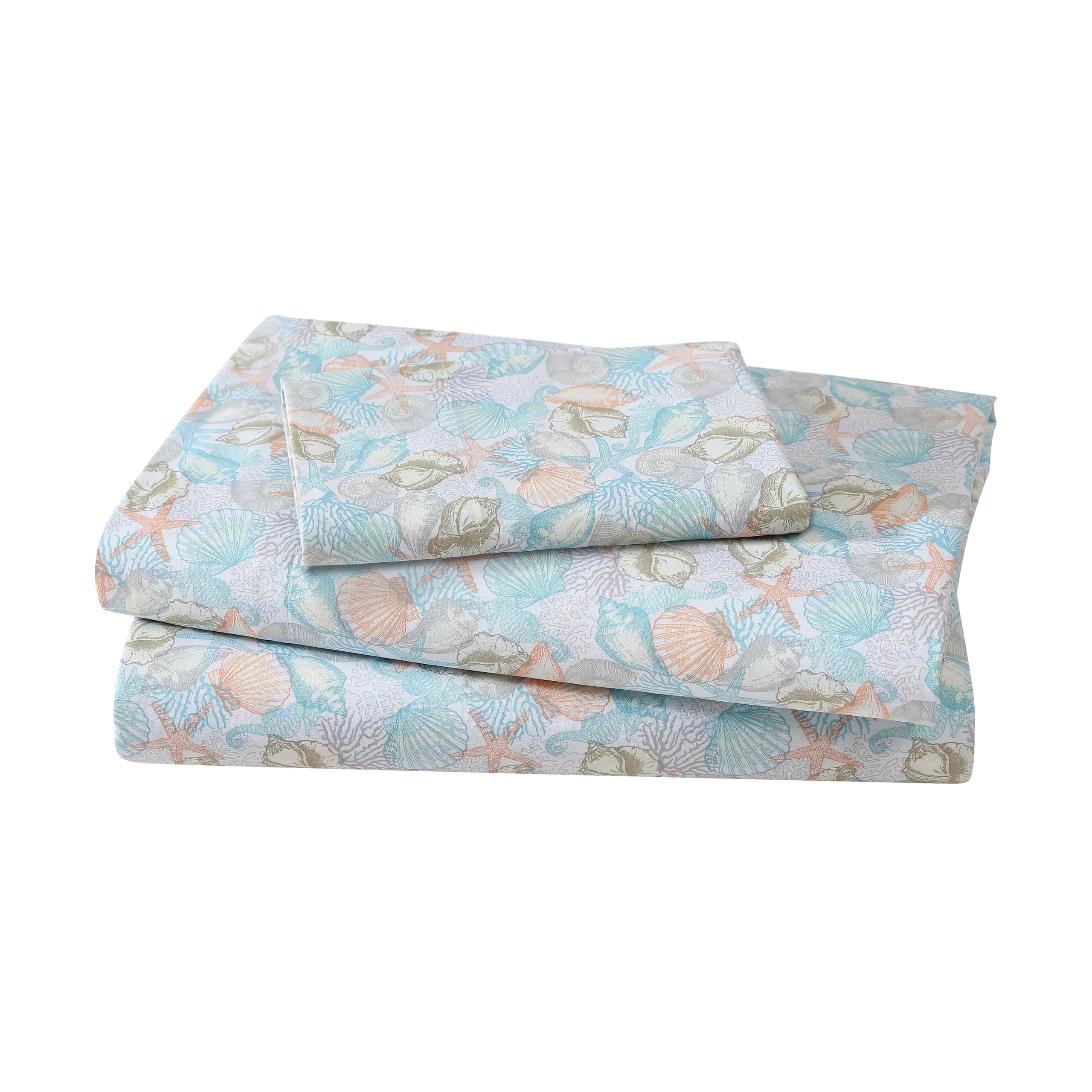 Elite Home Products Soft Hotel Coastal Microfiber Printed Sheet Set