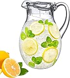 Amazing Abby - Bubbly - Plastic Pitcher (64 oz, 2 Quart), Clear Water Pitcher with Lid, Fridge Jug, BPA-Free, Shatter-Proof, Great for Iced Tea, Sangria, Lemonade, Juice, Milk, and More
