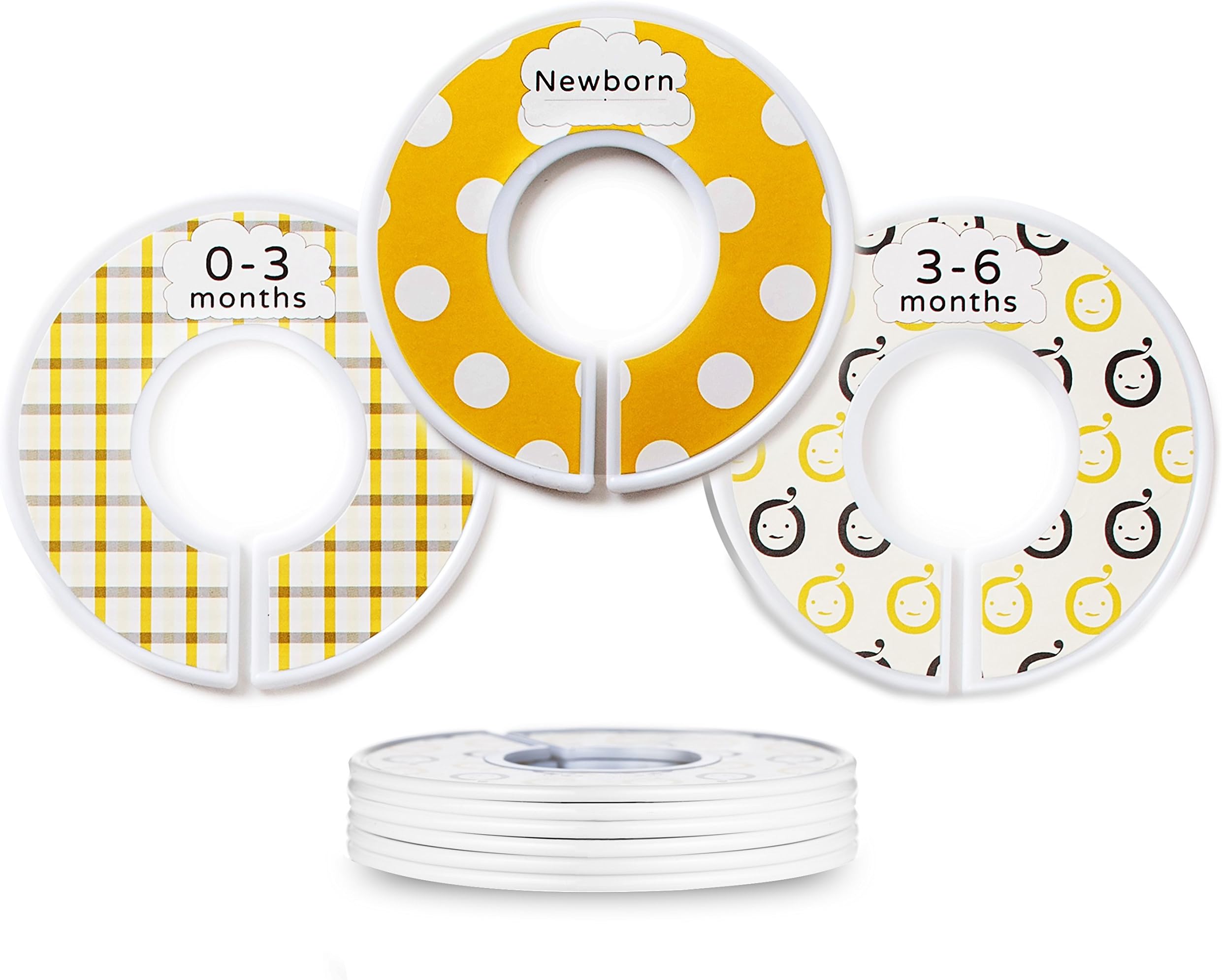 Toddlerish Set of 9 Baby Closet Dividers + Stickers. Gender neutral nursery size clothing organizers. Fits 1.25 inch rods or smaller. Perfect baby shower gift