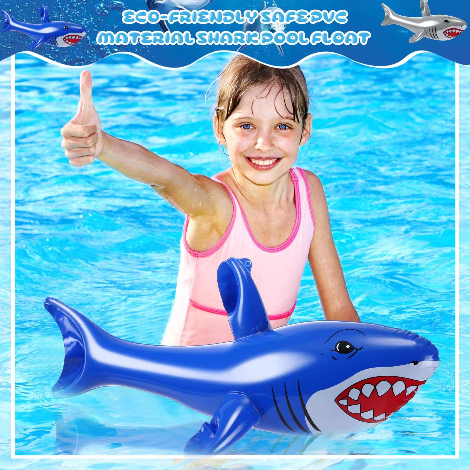 Snapklik.com : Leyndo 12 Pcs Summer Inflatable Shark Long Inflatable ...