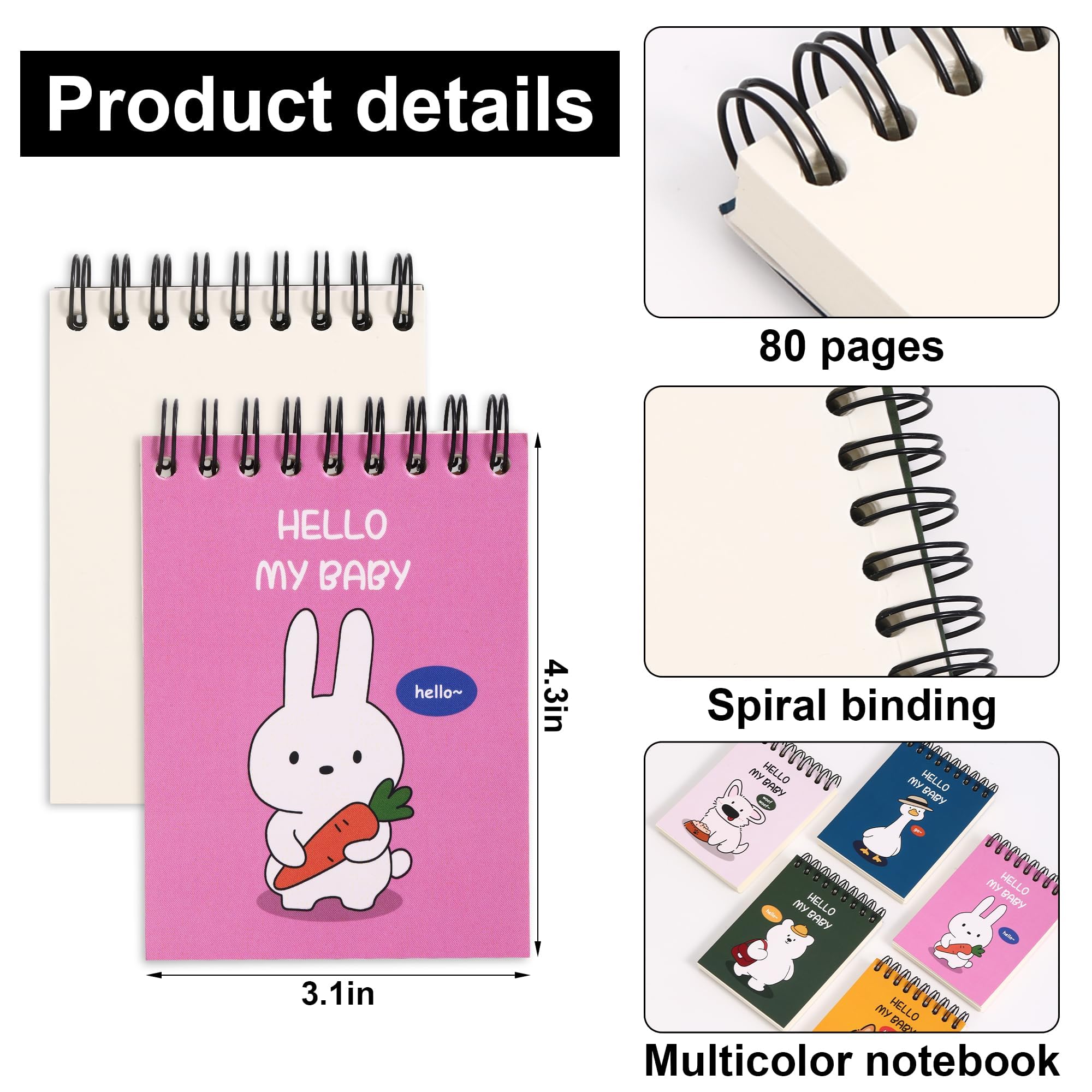 8pcs DreamDove pagine vuote diario 7,9 x 4,3 "piccolo taccuino a spirale tascabile vuoto non foderato quaderni 160 pagine carino spirale vuoto notebook senza righe Top Notebook sfoderato piccolo memo