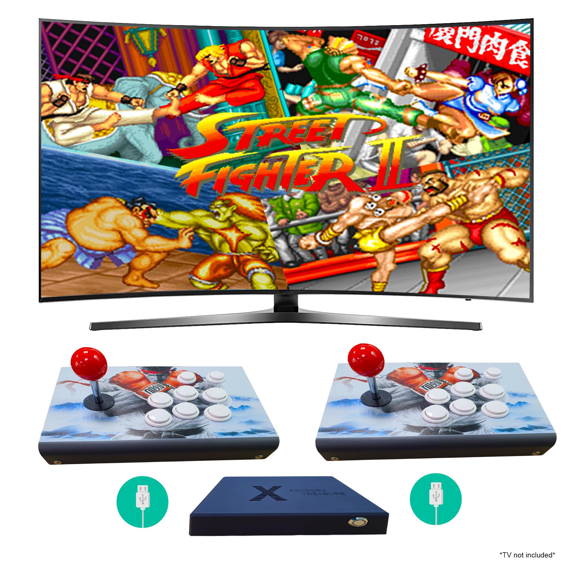 Pandora's treasure Box DX 7000 in 1 Mini arcade with 2 metal USB Controllers Grey