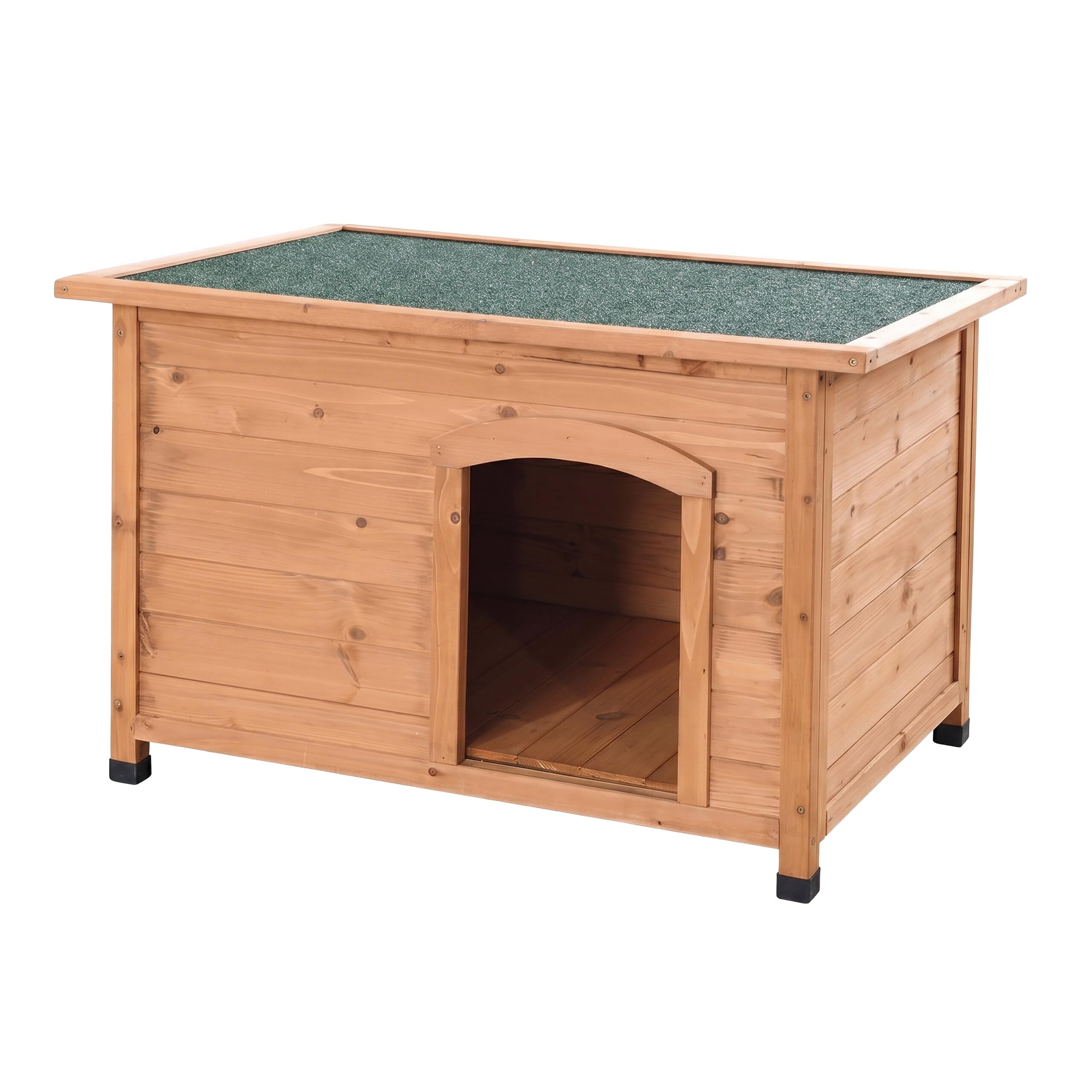 Relaxdays Cuccia per cani in legno, 58,5x85x53 cm, tetto apribile impermeabile, esterni, arancione/verde