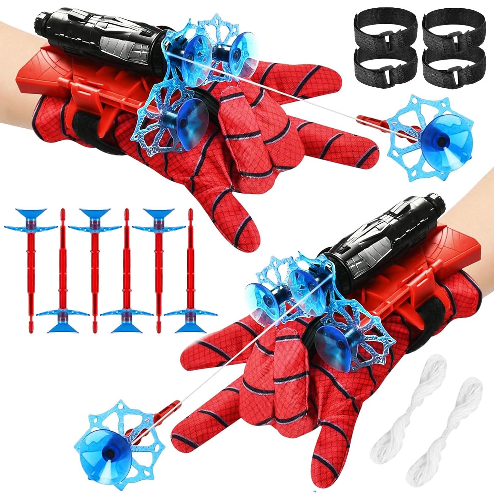 LIDEYE 2 Juegos de Guantes de Lanzador, Guantes Spider Niño, Lanza Telarañas Spiderman Launcher Glove, Guante Hero Launcher Lanzador de Héroes, Guantes de Plástico Cosplay para Niños (c)