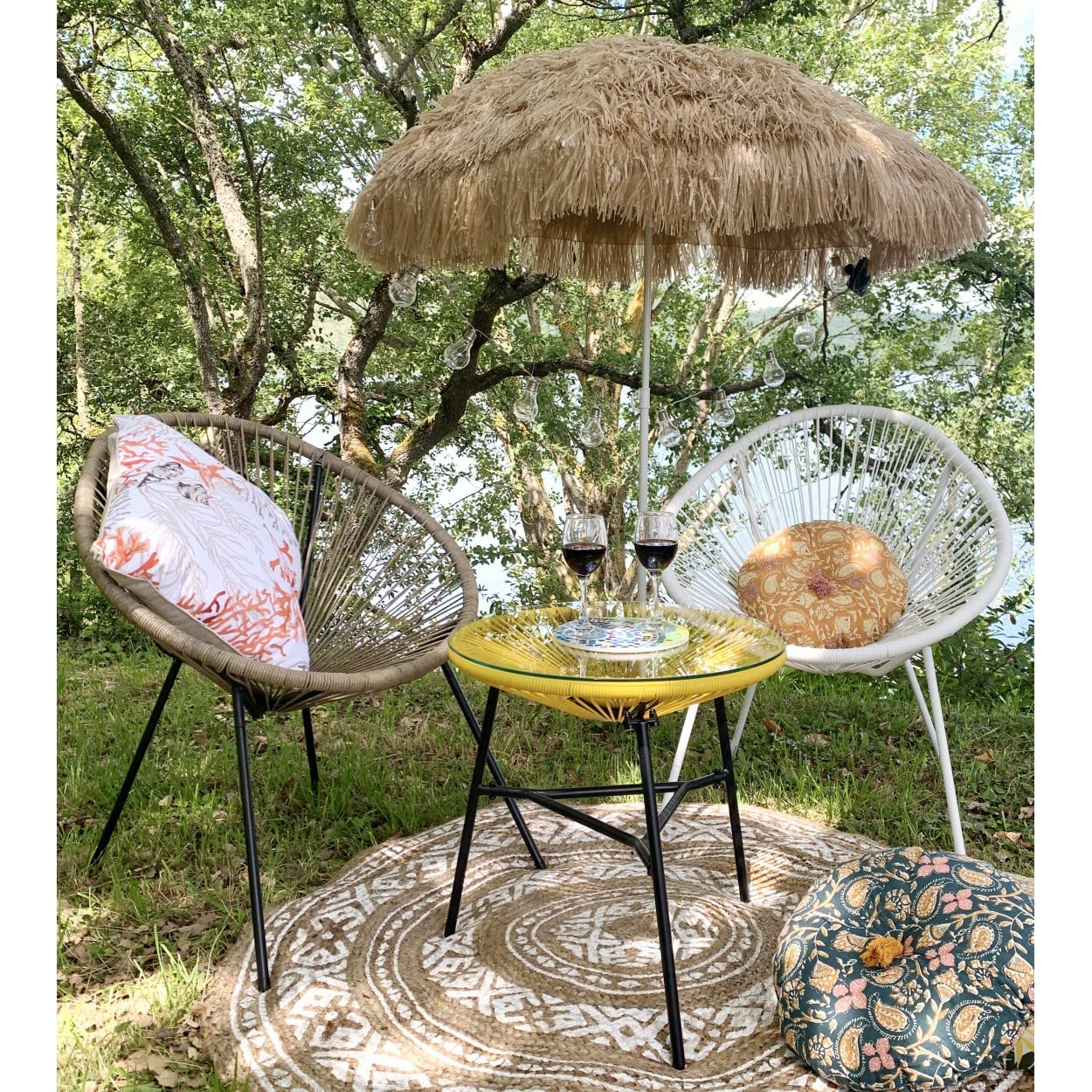 Hogar y Mas Alfombra Circular Yute Nomada White 120CM