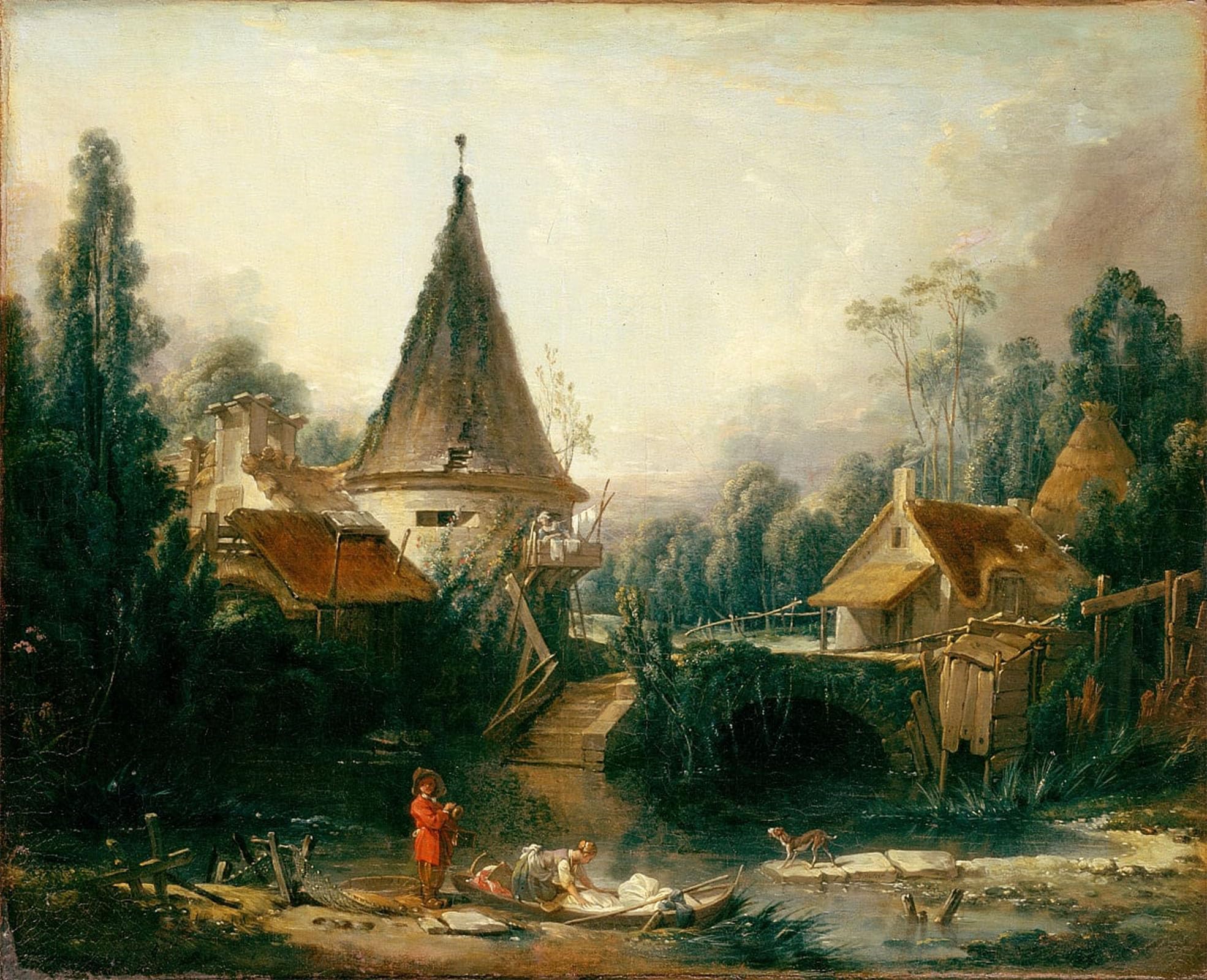 SERENDIPITP Retro Picture Poster Wall Art Pictures Painting Landscape near Beauvais by François Boucher Wall Art Canvas Print for Wall Decor 60x90cm