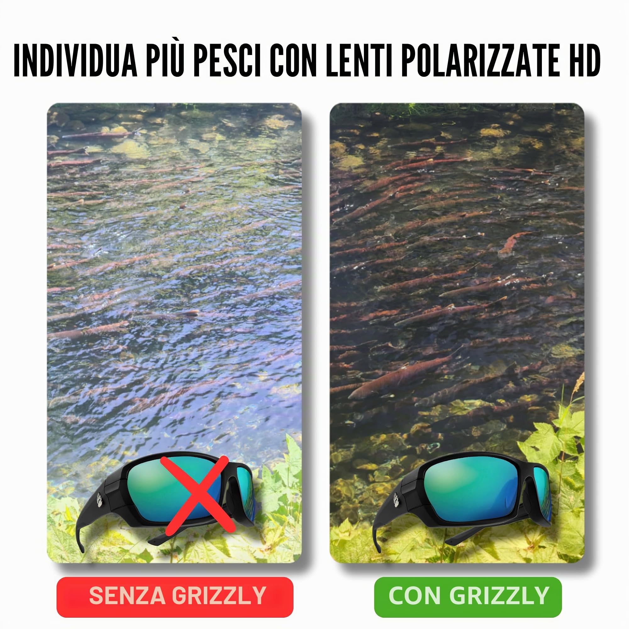 Pro Kit di occhiali da pesca, occhiali da sole polarizzati con 4 lenti per una chiara visibilità in acque offshore e poco profonde, protezione per gli occhi, nero