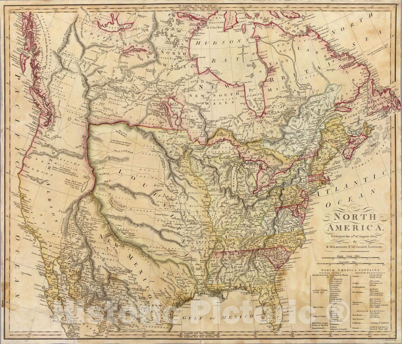 Mapa De Los Estados De América De 1804