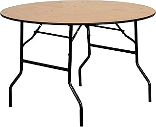 Flash Furniture Furman 4-Foot Round Wood Folding Banquet Table with Clear Coated Finished Top