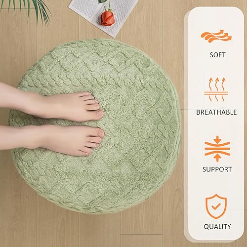 Miniatura 6 de Puf otomano redondo de relleno para reposapiés, pufs de piel sintética con relleno de trozos de espuma, puf otomano de almacenamiento, 20 x 15