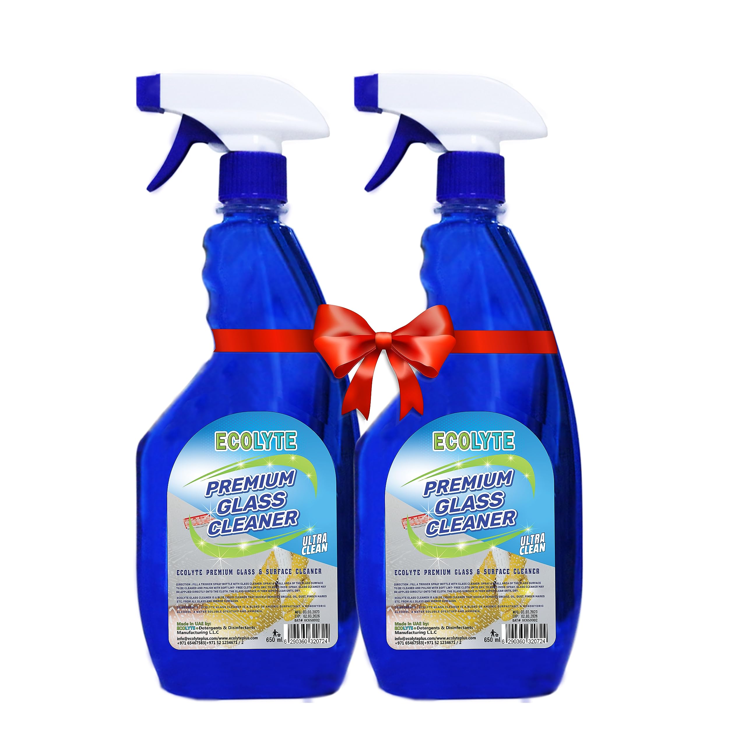 Ecolyte+ Premium Glass Cleaner & Surface Cleaner Liquid Detergent, surface cleaner, window cleaner, and Screen Cleaner Liquid | Kills 99.99% of Germs (Pack of 2)