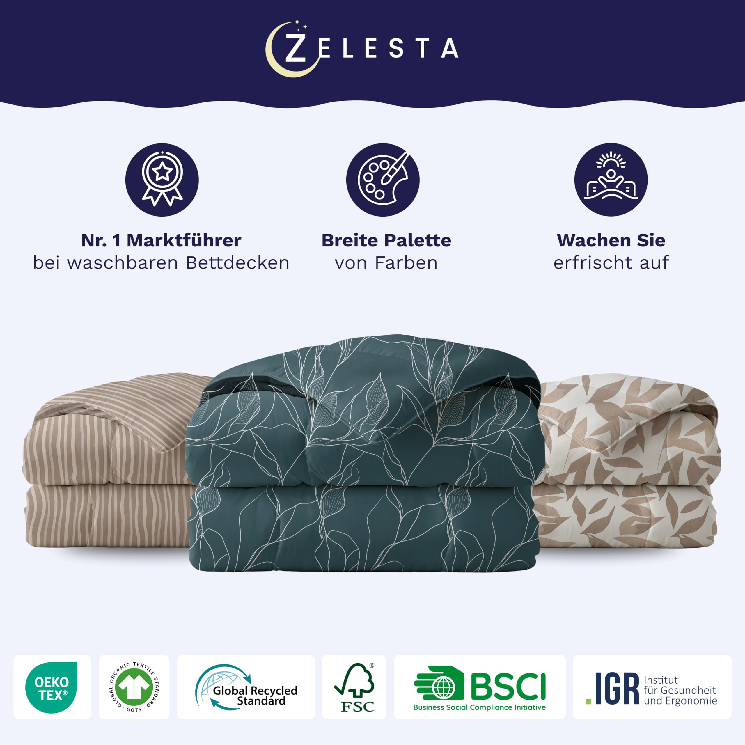 Zelesta Royalbed Baumwolle All-Season Bettdecke 240x200 – Bettdecke & Bezug in einem | Waschbar & Trocknergeeignet | Atmungsaktive Baumwolle, 300 g/m² Füllung (Ethnic Cream, 140x200 cm)