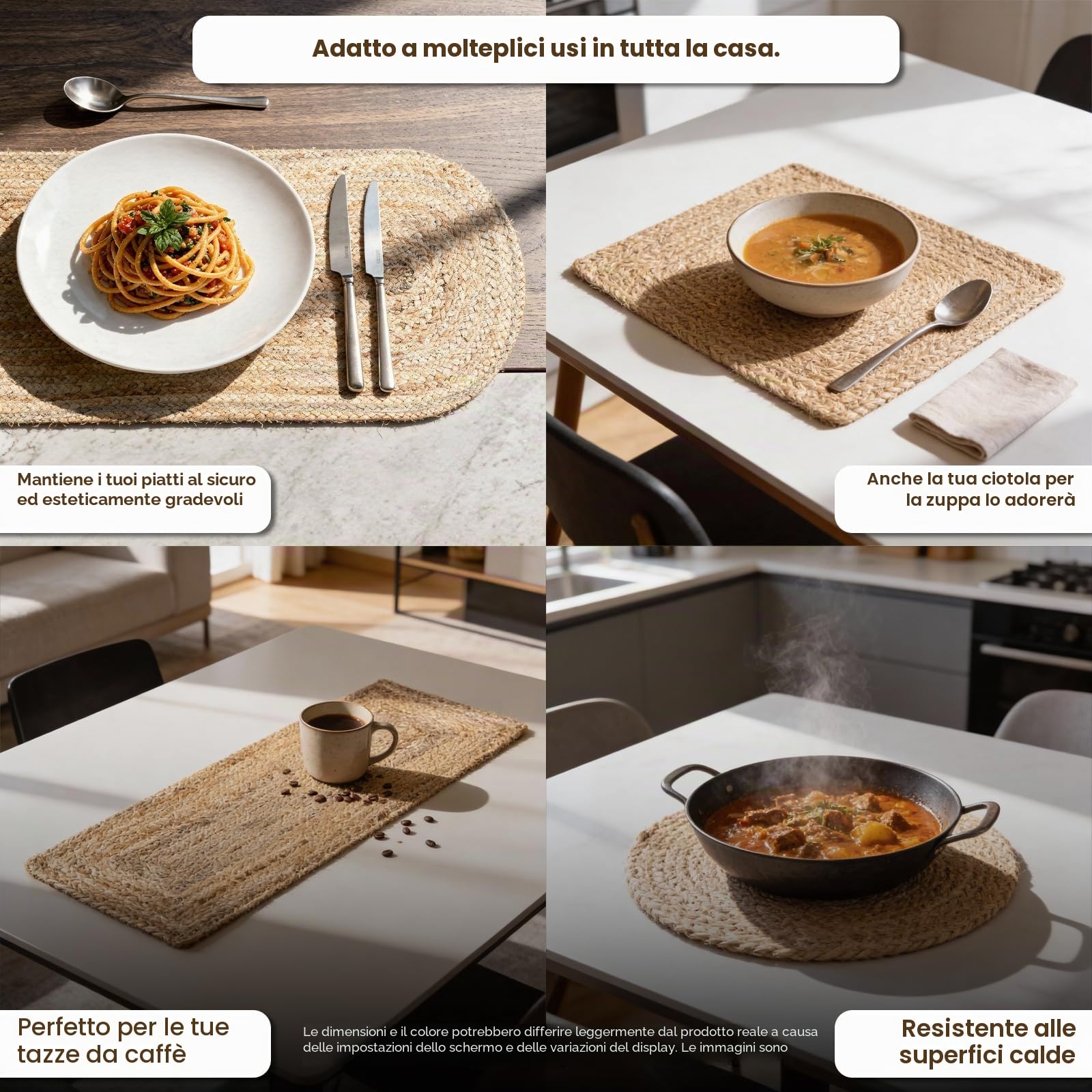 Craft Trade - Runner da tavolo in juta naturale per tavolo da pranzo in stile fattoria, vintage, boho, runner da tavolo da cucina - 33x91 cm ovale