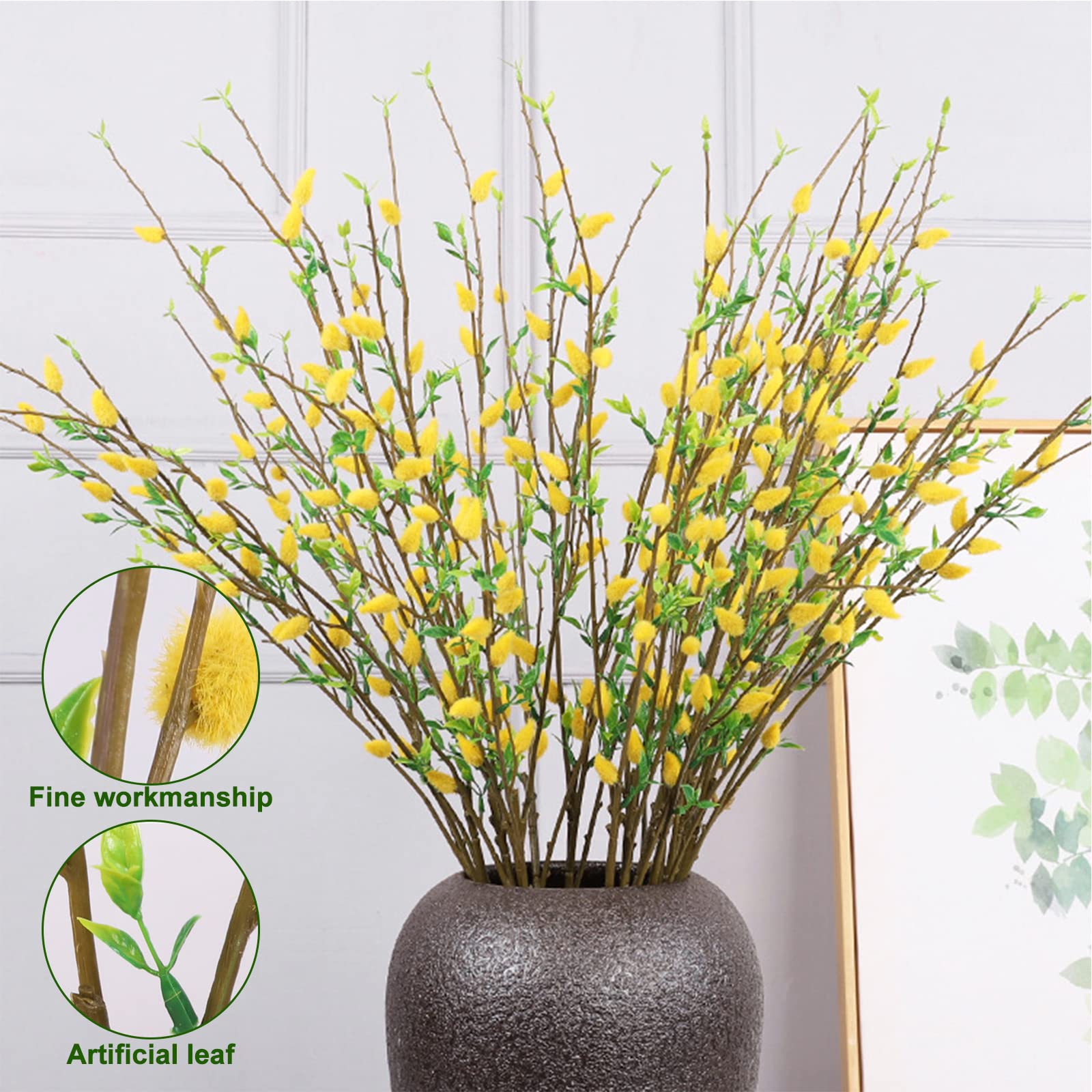 Amazon.de: MISNODE 6 Stck knstliche Blumen, knstliche Weide, gelbe und  silberne Weide, knstliche gelbe Weidenzweige, knstliche getrocknete  Weide, ...