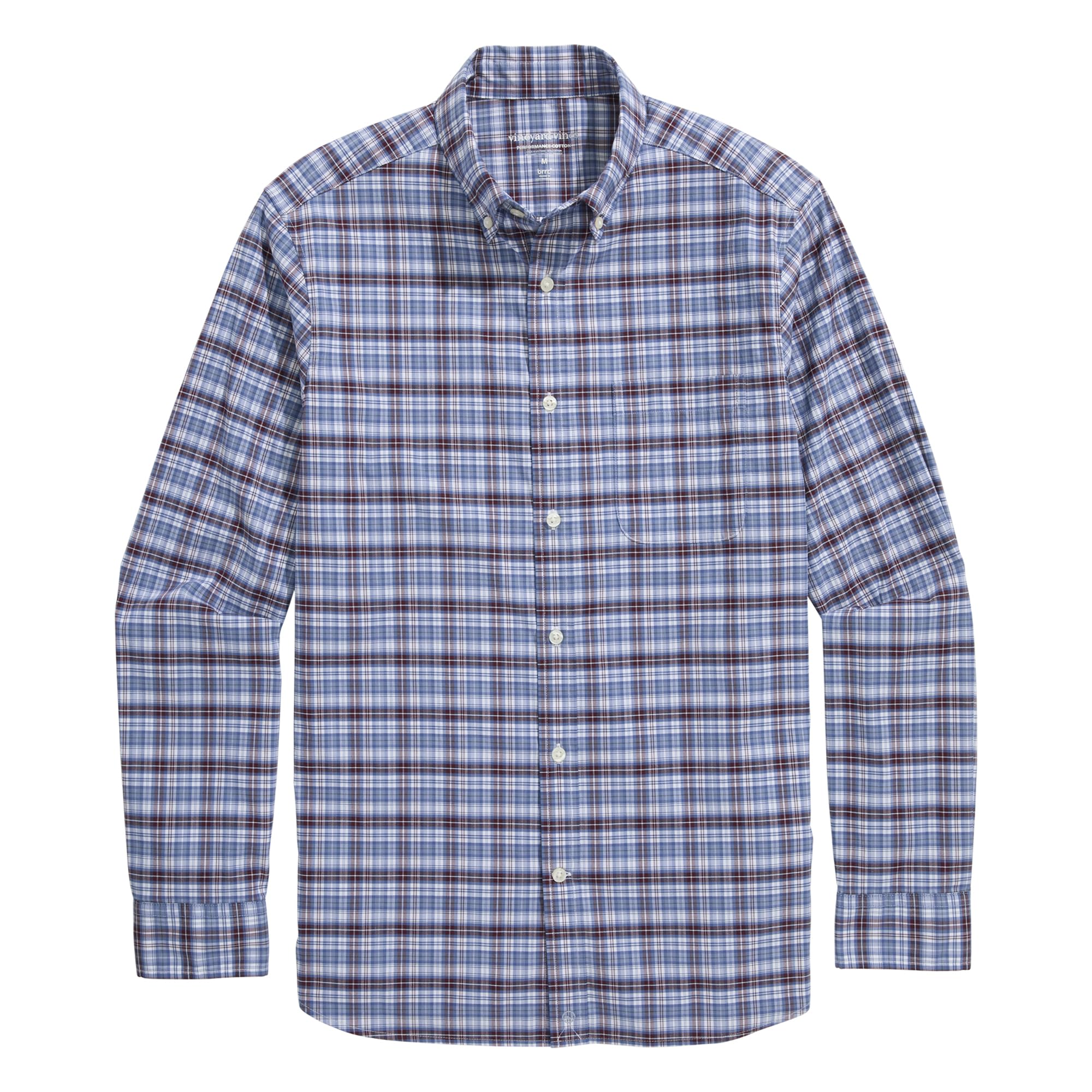 vineyard vines 남성용 Faraway 격자무늬 퍼포먼스 면 셔츠