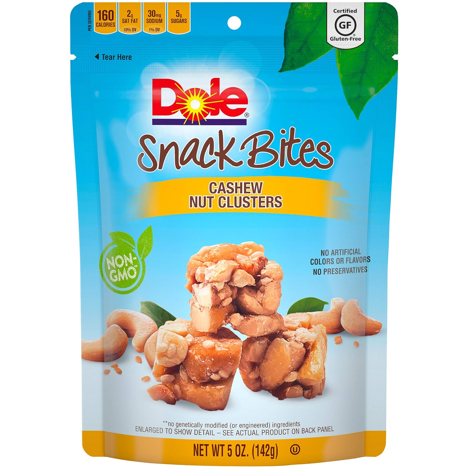 DOLE SNACK BITES Cashew Clusters 5 Ounce