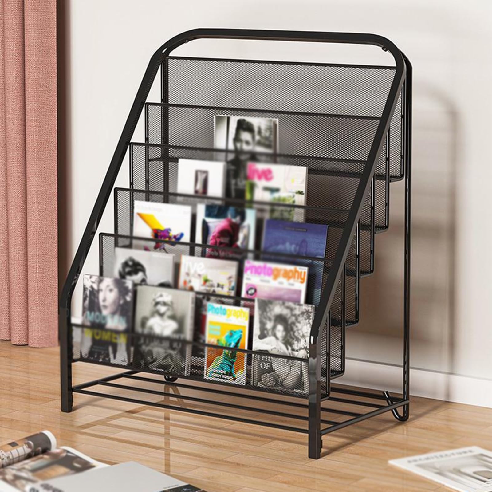 Bodenstehender Zeitschriftenständer, Klappbarer Zeitschriftenständer, Trapezförmiger Zeitschriftenständer, Geeignet For Einkaufszentren, Büros, Ausstellungen(42x24x74cm)