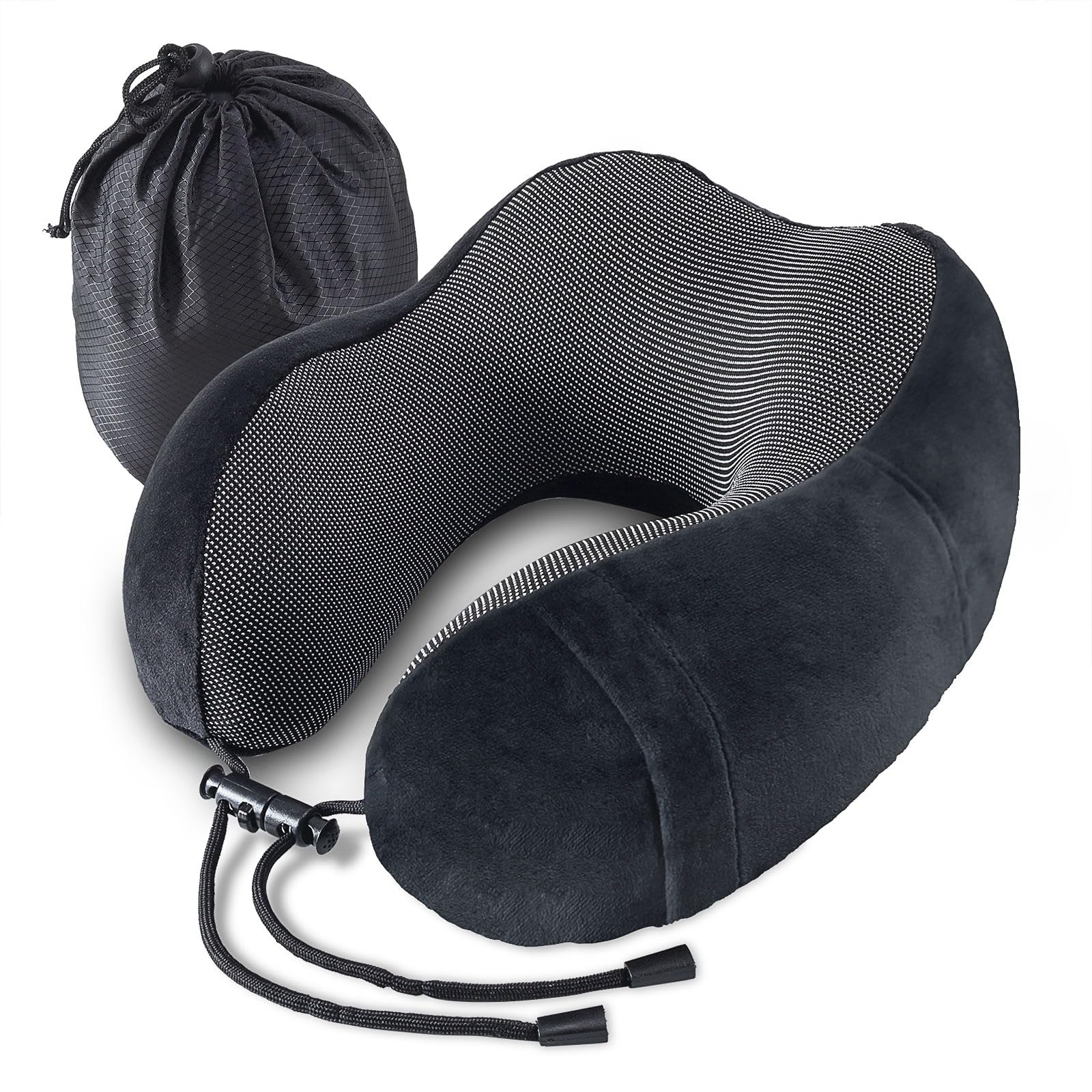 Emwel Nackenkissen Flugzeug, Reisekissen Memory Foam, Ergonomisch Gestaltetes Nackenhörnchen, Nackenkissen Reise, Reise Gadgets,Ideal für Reisen, Flugzeug, Auto, Büro-Black