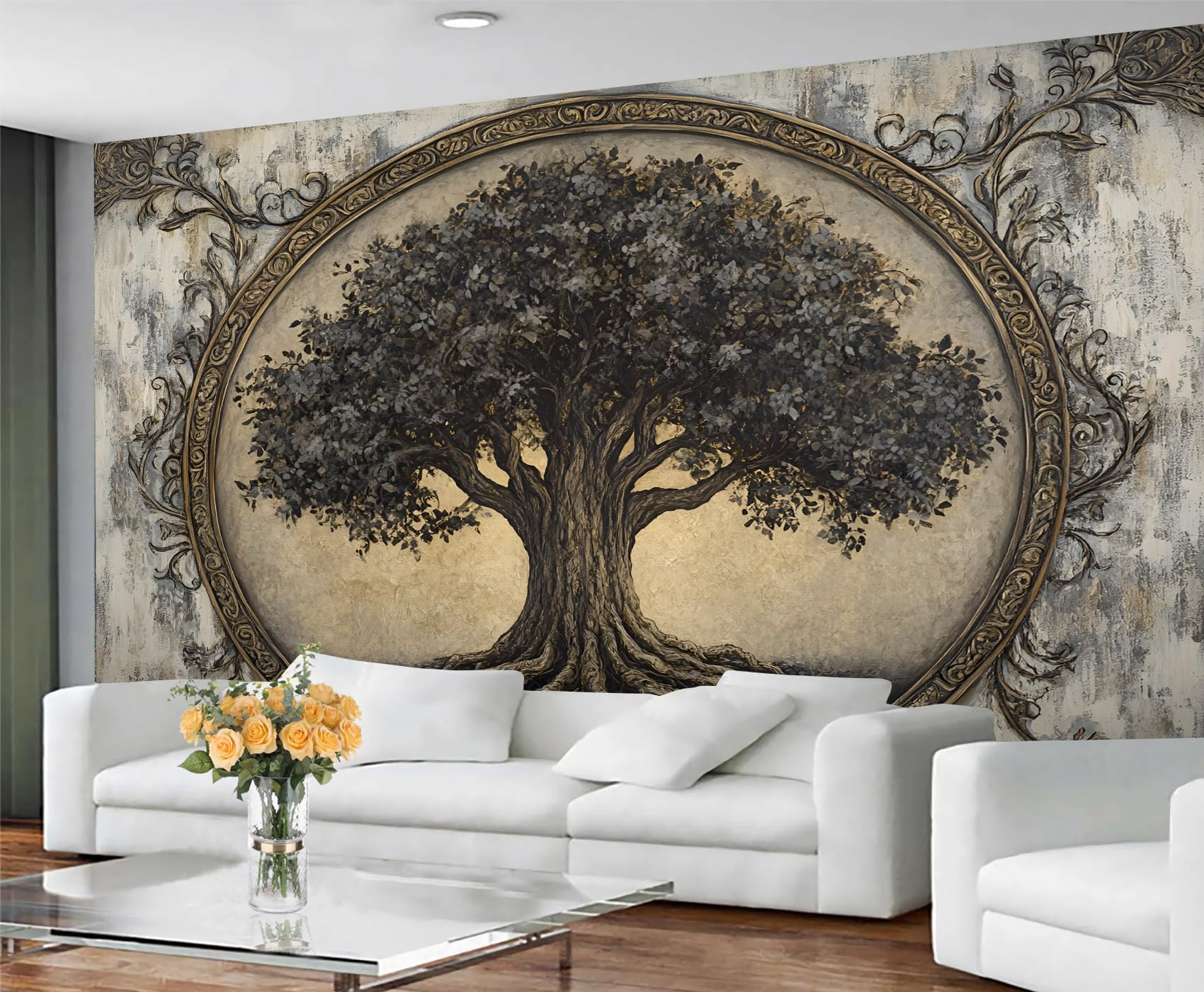GIVLWF Wallpaper - Tree of Life Home Decor & Mural, Medieval Tree Bedroom Wallpaper, Wall Paper for Living Room, Large Wall Mural - Not Self-Adhesive, Nordic Botanicals — image 1