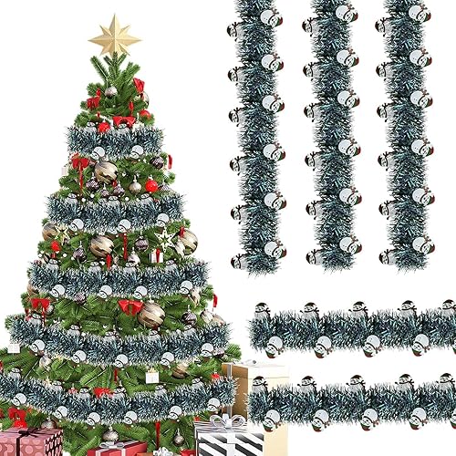 10m Ghirlanda di Natale Tinsel,Ghirlanda natalizia, 5pcs Ghirlande Metalliche Scintillanti,