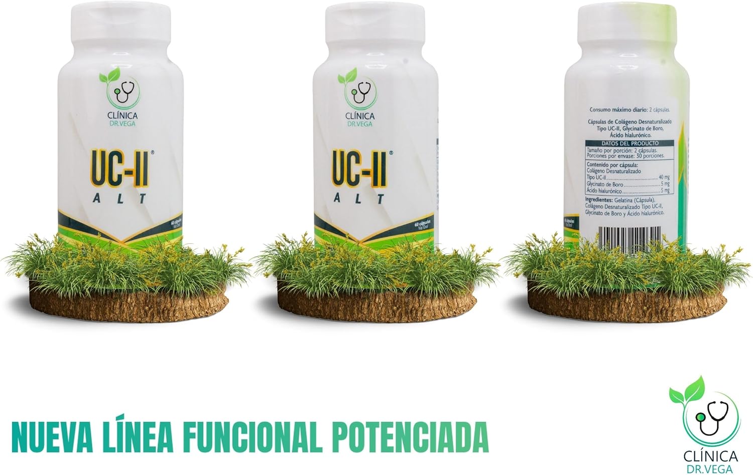 CLINICA DR. Vega | UC-II ALT | Type II Collagen + Boron Glycinate + Hyaluronic Acid | Daily Support for Mobility & Active Lifestyle | 60 Capsules
