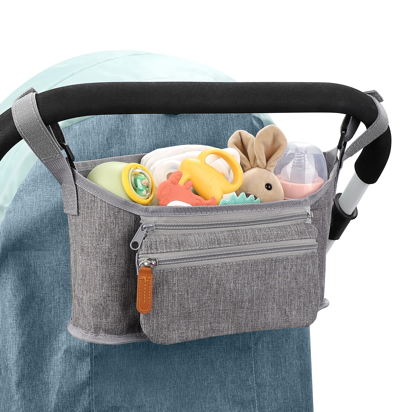 Accmor Universal Stroller Organizer with Detachable Phone Bag, Stroller Bag Caddy Organizer Stroller Cup Holder Attachment for Uppababy, Baby Jogger, Nuna, Doona Strollers-image-36