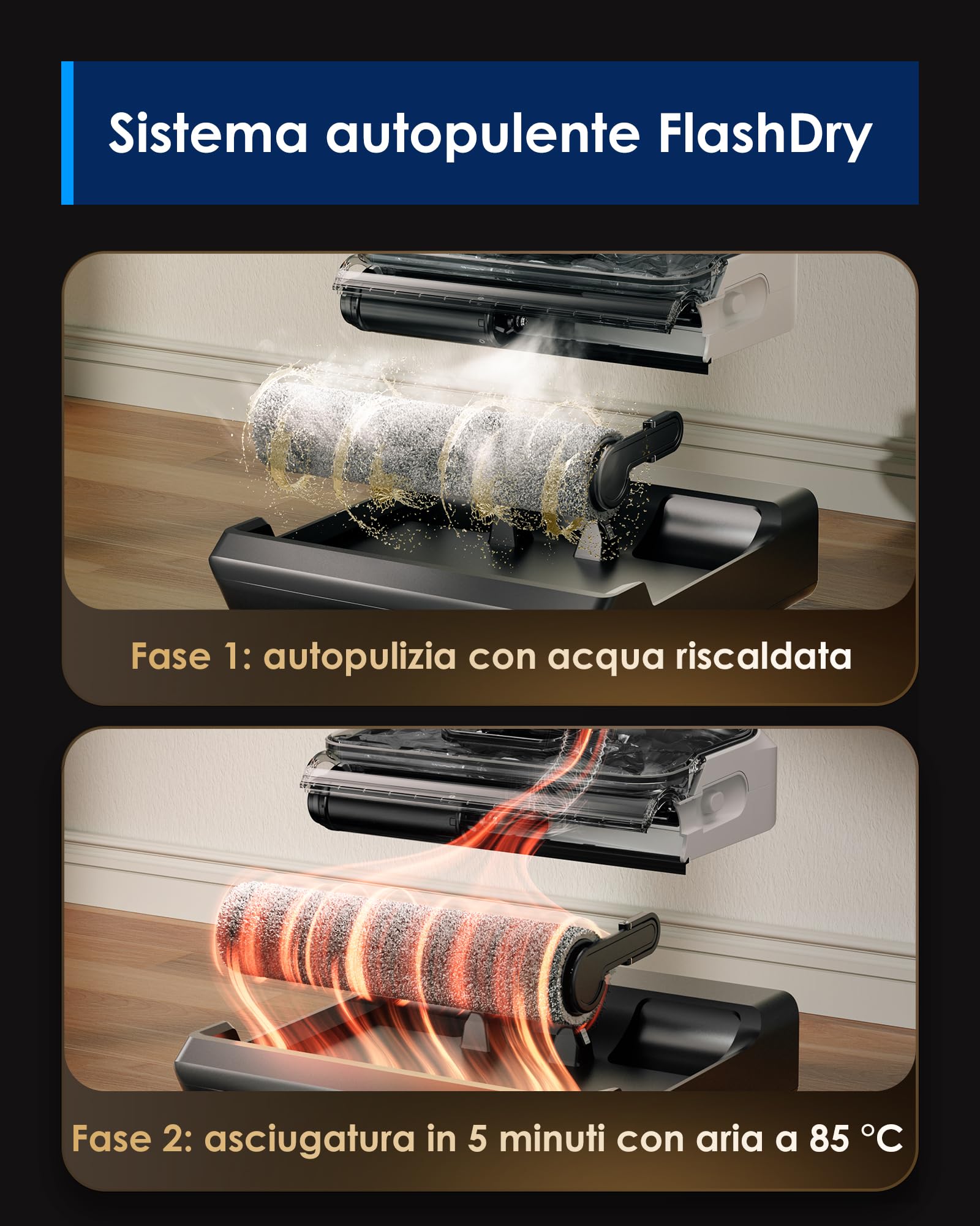 Tineco FLOOR ONE Switch S6 Stretch Breeze(Stretch S6 Combo), Pulitore per pavimenti a umido e a secco,Pulitore multifunzione 2-in-1, Posizione Piana 180°, Autopulizia FlashDry,60 minuti di autonomia