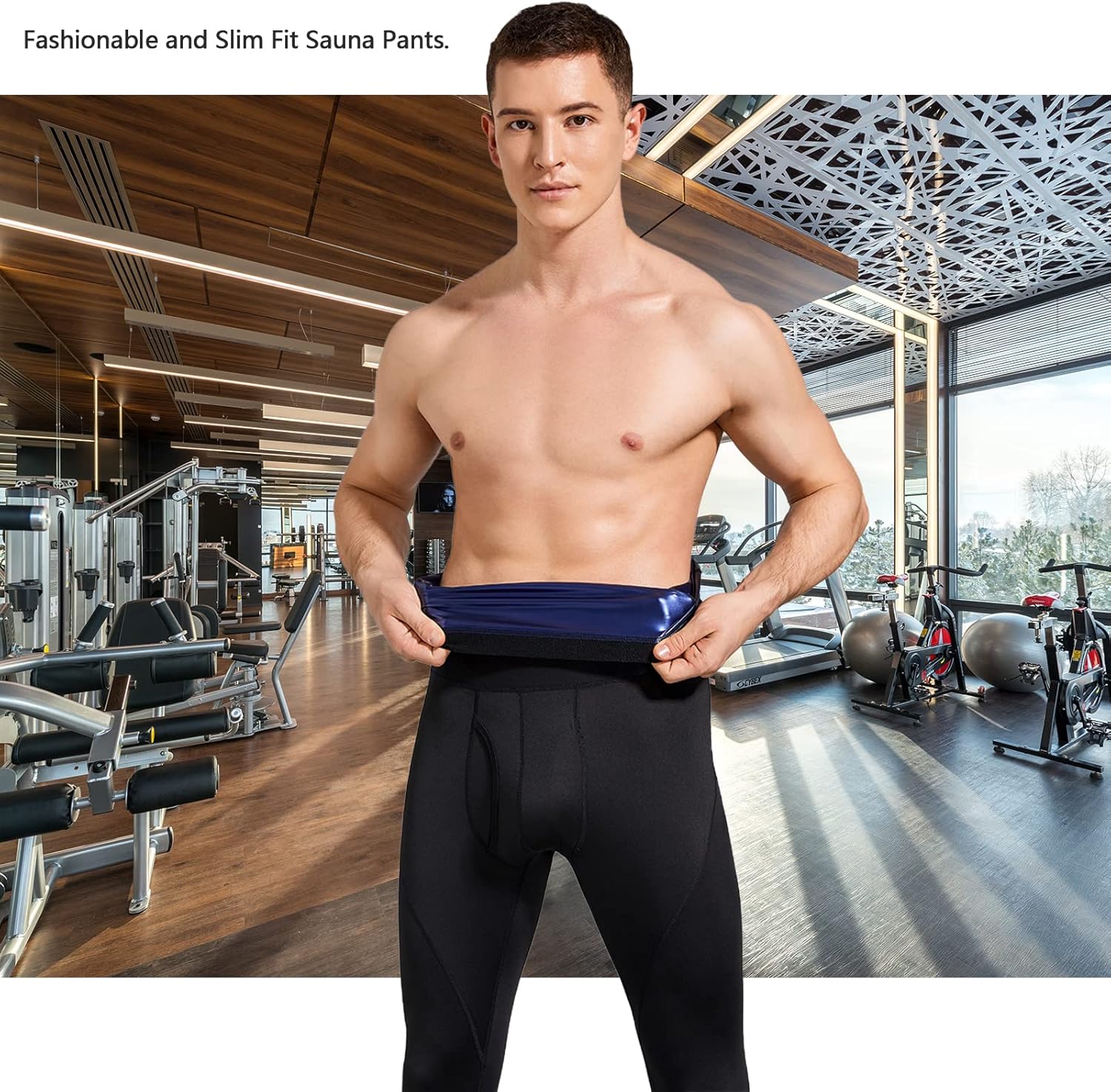 Sauna Short Pants for Men Sweat Sauna Suit Compression Leggings Tummy Control Shapewear High Waisted - Image 2