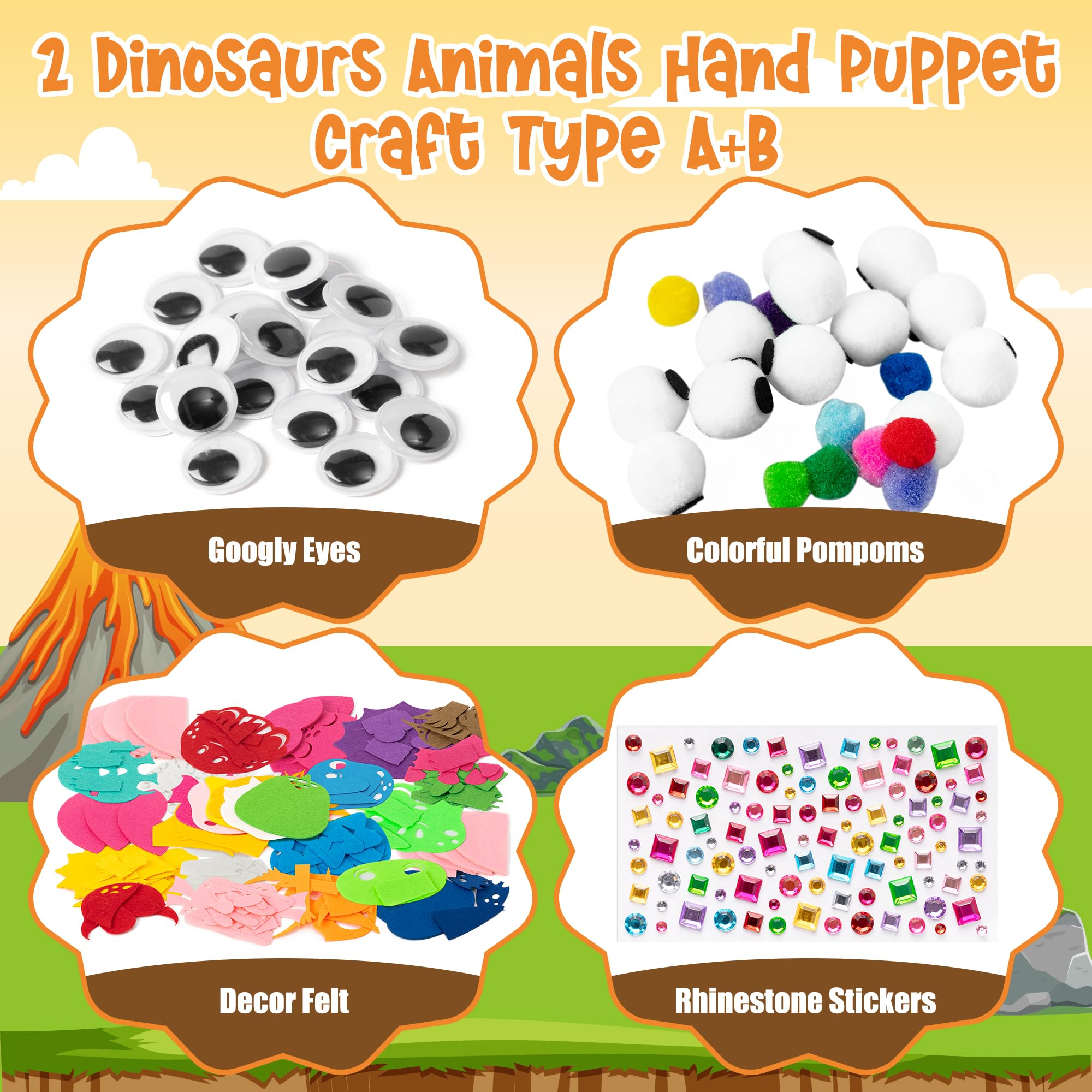 WATINC 12 Pcs Hand Puppet Making Kit, Art Craft Felt Sock Puppet Toys - Image 2