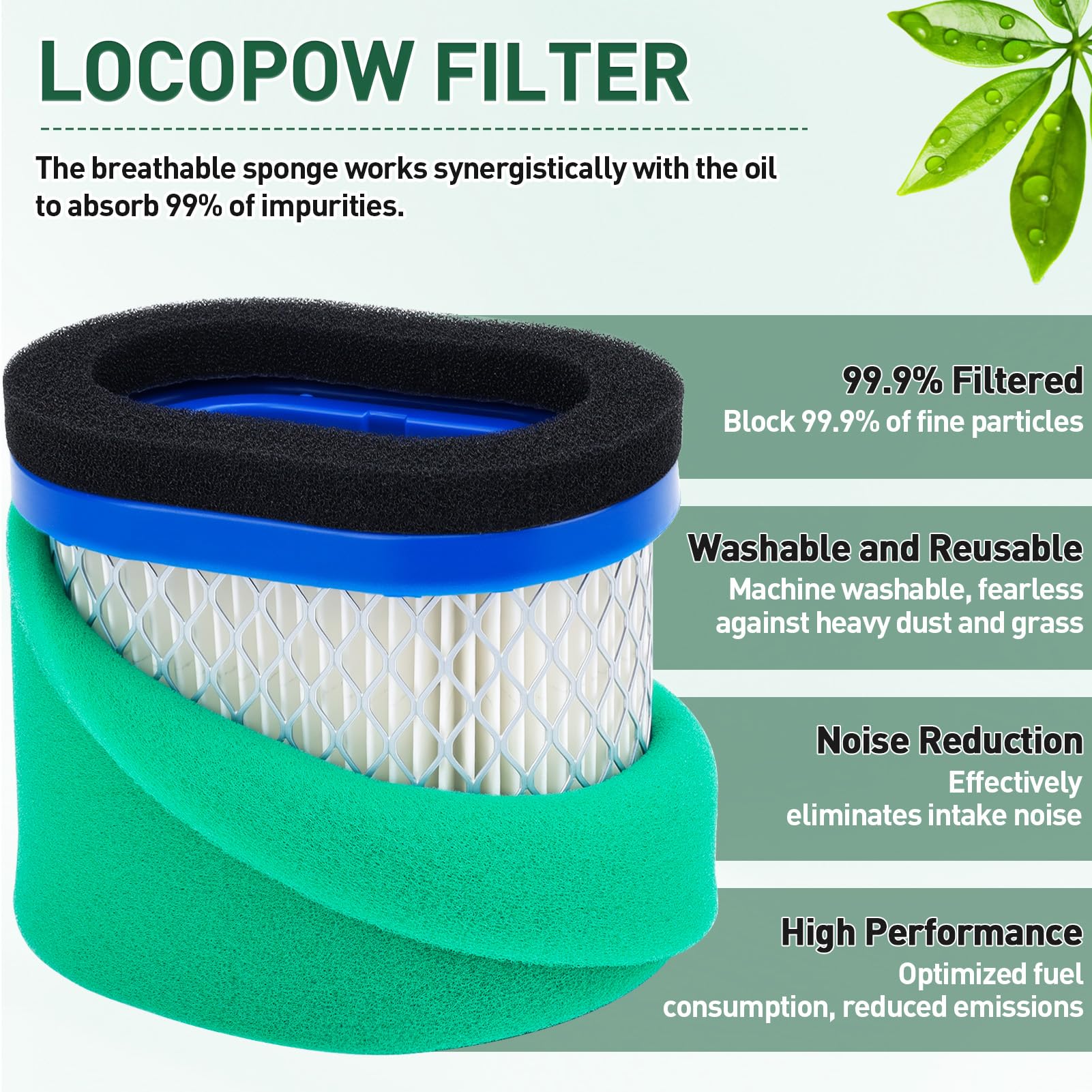 LOCOPOW Filtr powietrza i filtr wstępny dla B&S 690610 498596 697029 5059H 4207 30-033 dla John Deere 273356S M147431