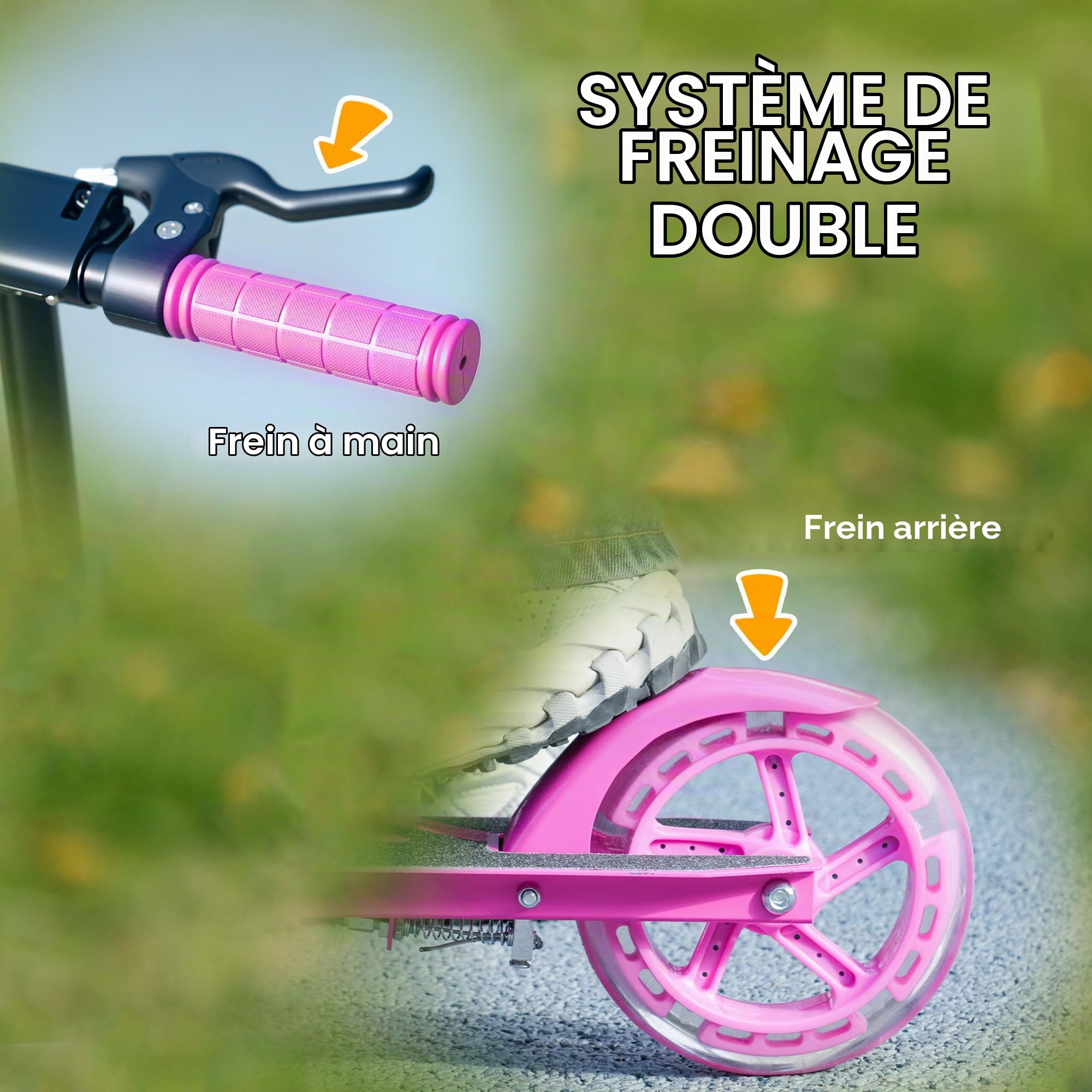 AIYAPLAY Roller Kinder Scooter mit Leuchtenden Rädern, Bremse, klappbarer Kinderroller Höhenverstellbarer Tretroller Kickscooter für Kinder Jugendliche 3-8 Jahre Cityroller BIS zu 50 kg