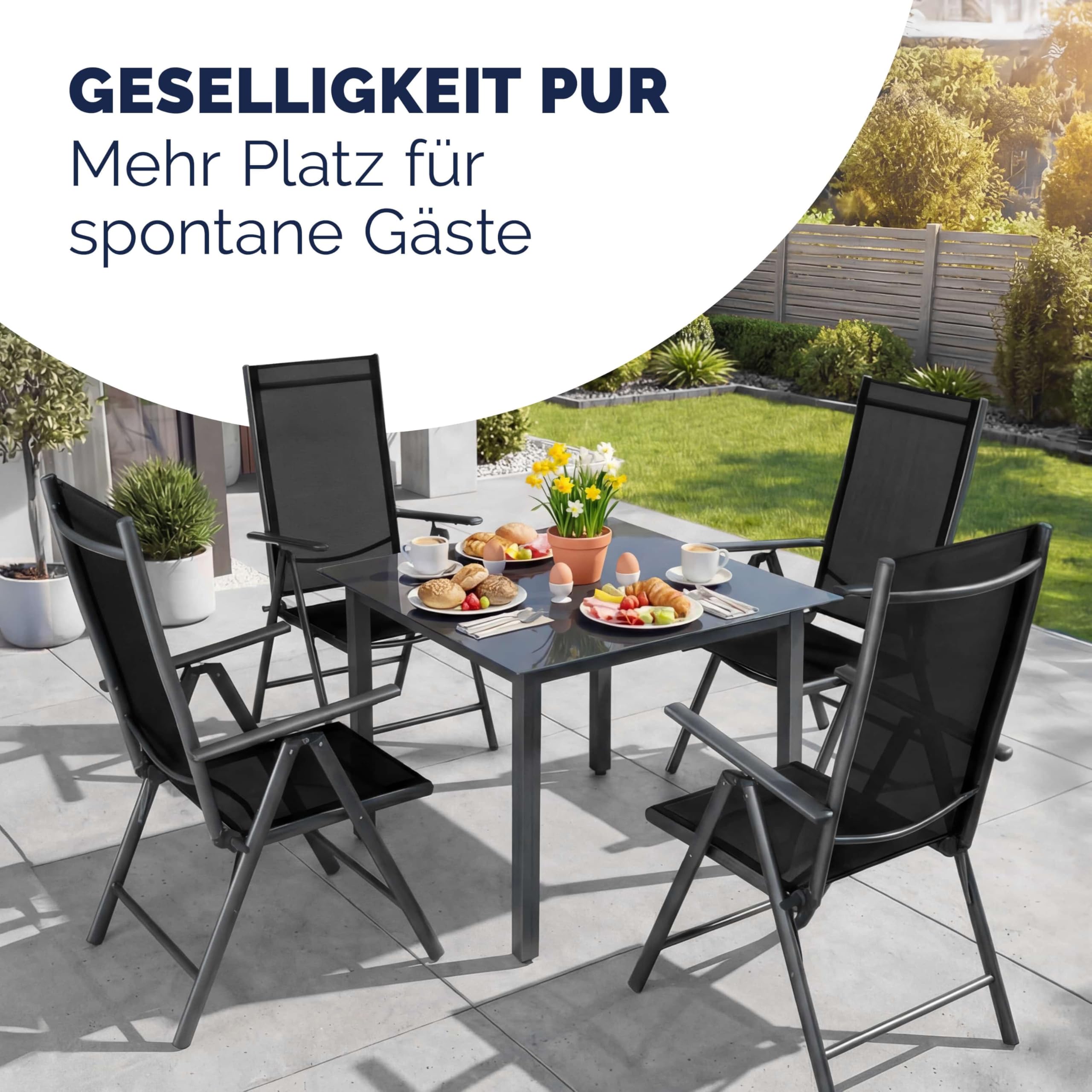 Casaria® Gartenstühle 2er Set Hochlehner Klappbar 8-Fach Verstellbar Camping Stuhl Aluminium Wetterfest Klappstuhl 120kg Belastbarkeit Garten Balkon