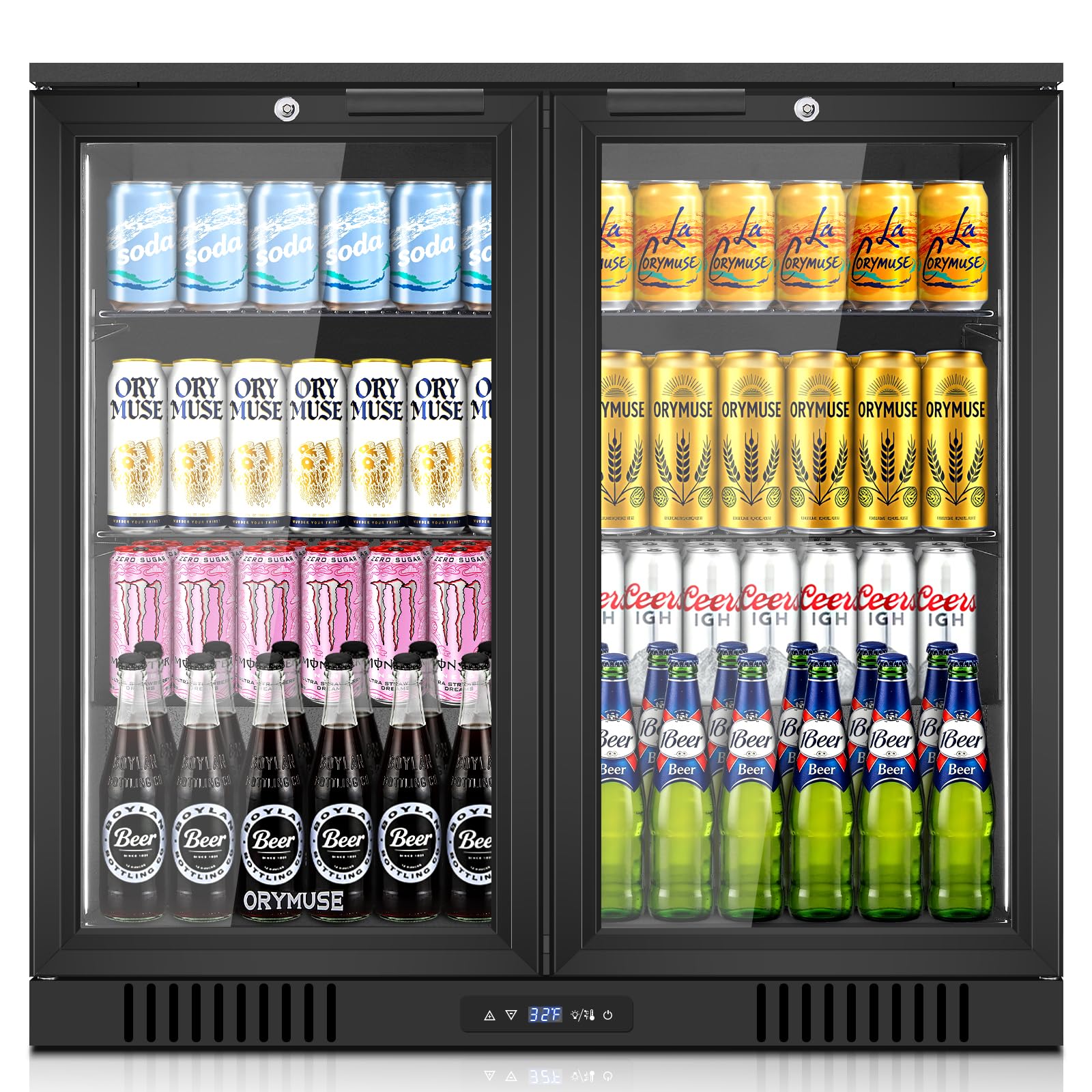 ORYMUSE Commercial Back Bar Cooler 2 Glass Door