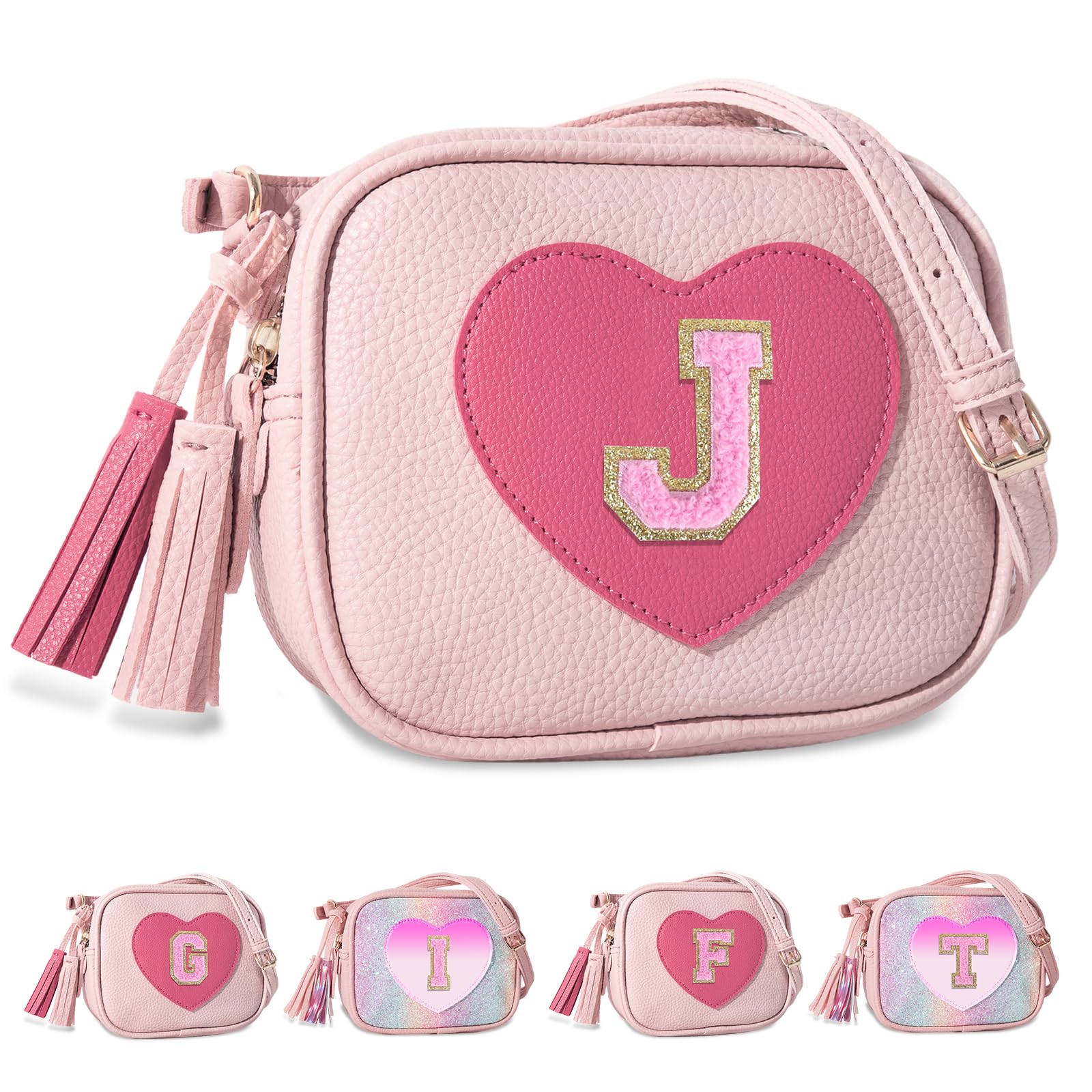 Personalized Toddler Purse for Girls 2–10, Cute Little Girl Purse &amp; Kids Wallet, Small Initial Shoulder Crossbody Bag, Birthday &amp; Christmas Gift for Daughter(Pink,J)