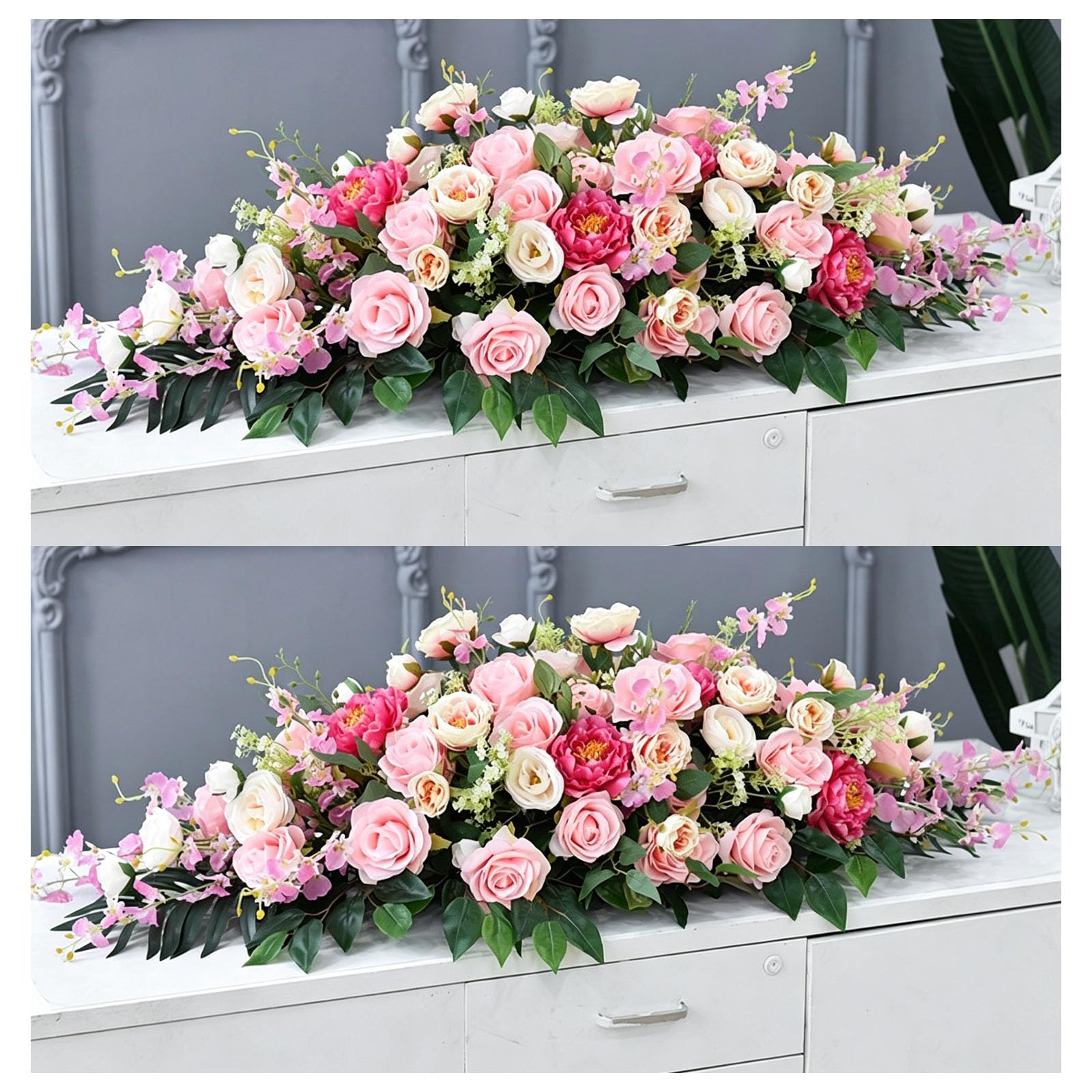Corporate Event Table Floral, Business Table Centerpiece, Office Meeting Decor, Elegant Artificial Floral Arrangement For Business Occasions, Corporate Events, Meetings(Size:100*40*25cm,Color:C-2 Pcs)