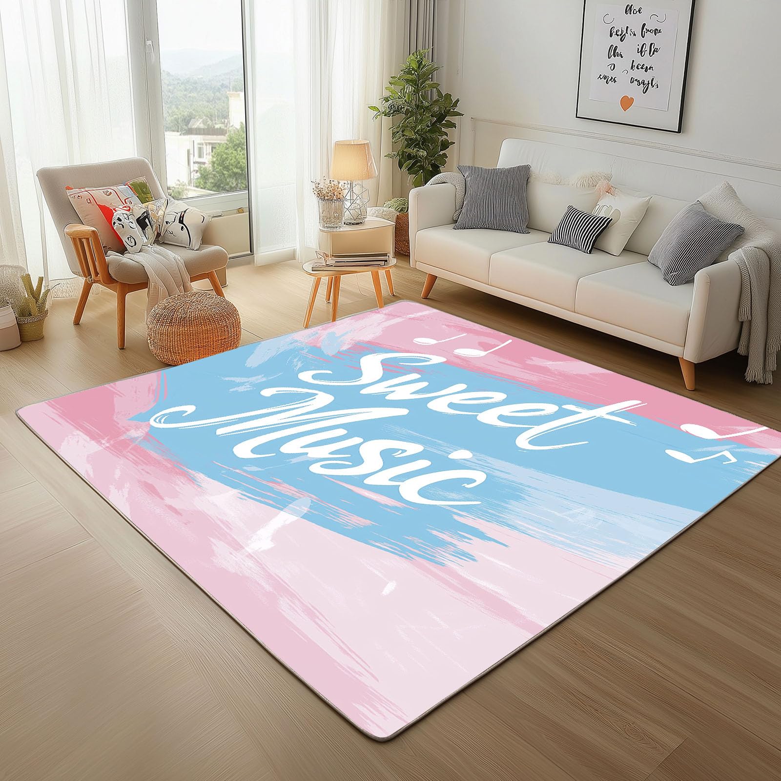 Tapis chambre d'enfant antidérapant et moelleux sur le thème musique