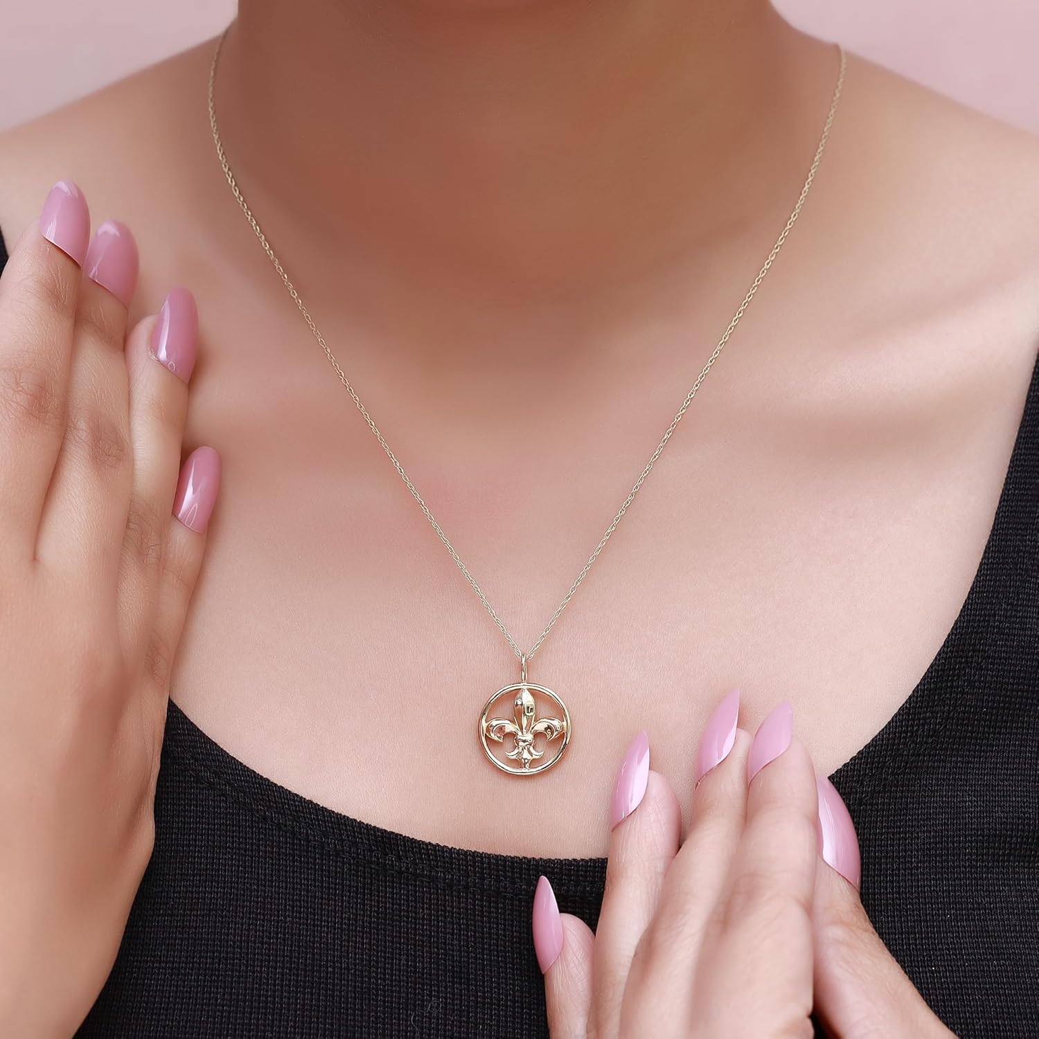 AFFY Fleur-de-lis Pendant Necklace – 14K Gold Over Sterling Silver, Dainty Jewelry Gift for Women, 18" Chain Included - Image 5
