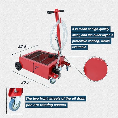 Miniatura 4 de BACLAUGH Bandeja de drenaje de aceite de perfil bajo portátil de 12 galones con bomba eléctrica a prueba de explosiones de 110 V y manguera de 7