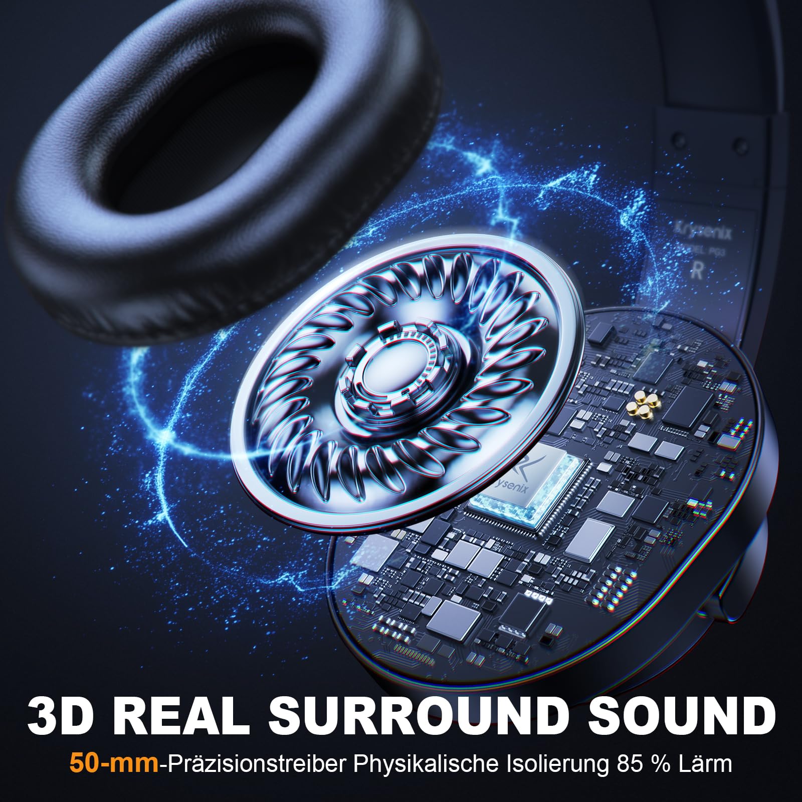 Krysenix PG3 Wired Gaming Headset für PS4, PS5, PC, Xbox, Switch, Gaming Kopfhörer mit Noise Cancelling Mikrofon, 3.5mm Klinke, Surround Sound, Headset mit LED Licht, Tintenschwarz