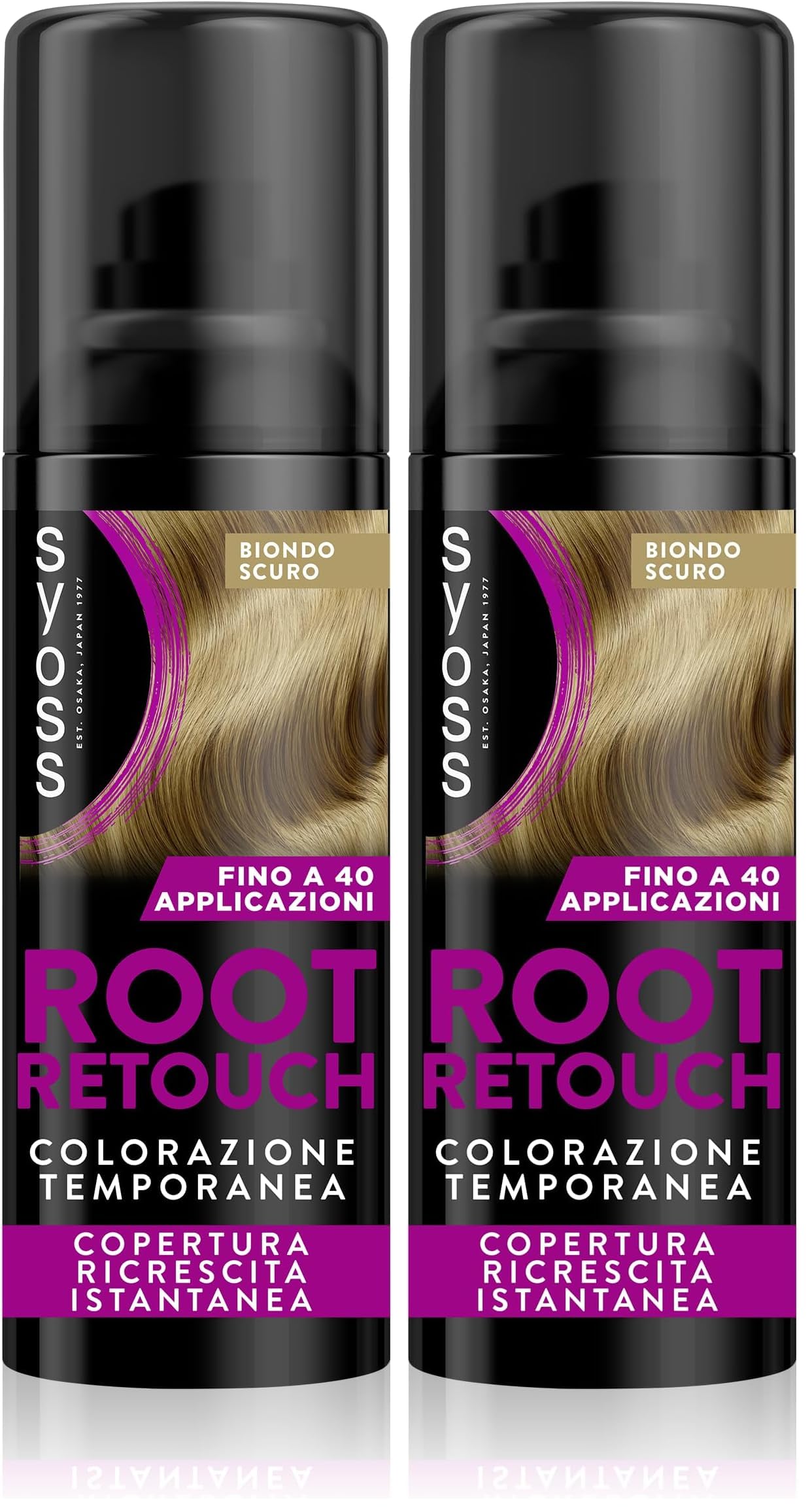 Syoss Root Retouch Temporäres Färbe-Spray Dunkelblond 120 ml, Retuschieren von weißem Haar und Nachwachsen, resistent gegen Regen und Schweiß, bis zu 40 Anwendungen (Packung mit 2)