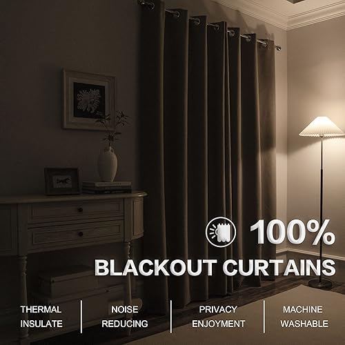 Miniatura 3 de Cortinas opacas con textura de lino para dormitorio, ahorro de energía, con aislamiento térmico y ojales antioxidantes, para sala de estar (2