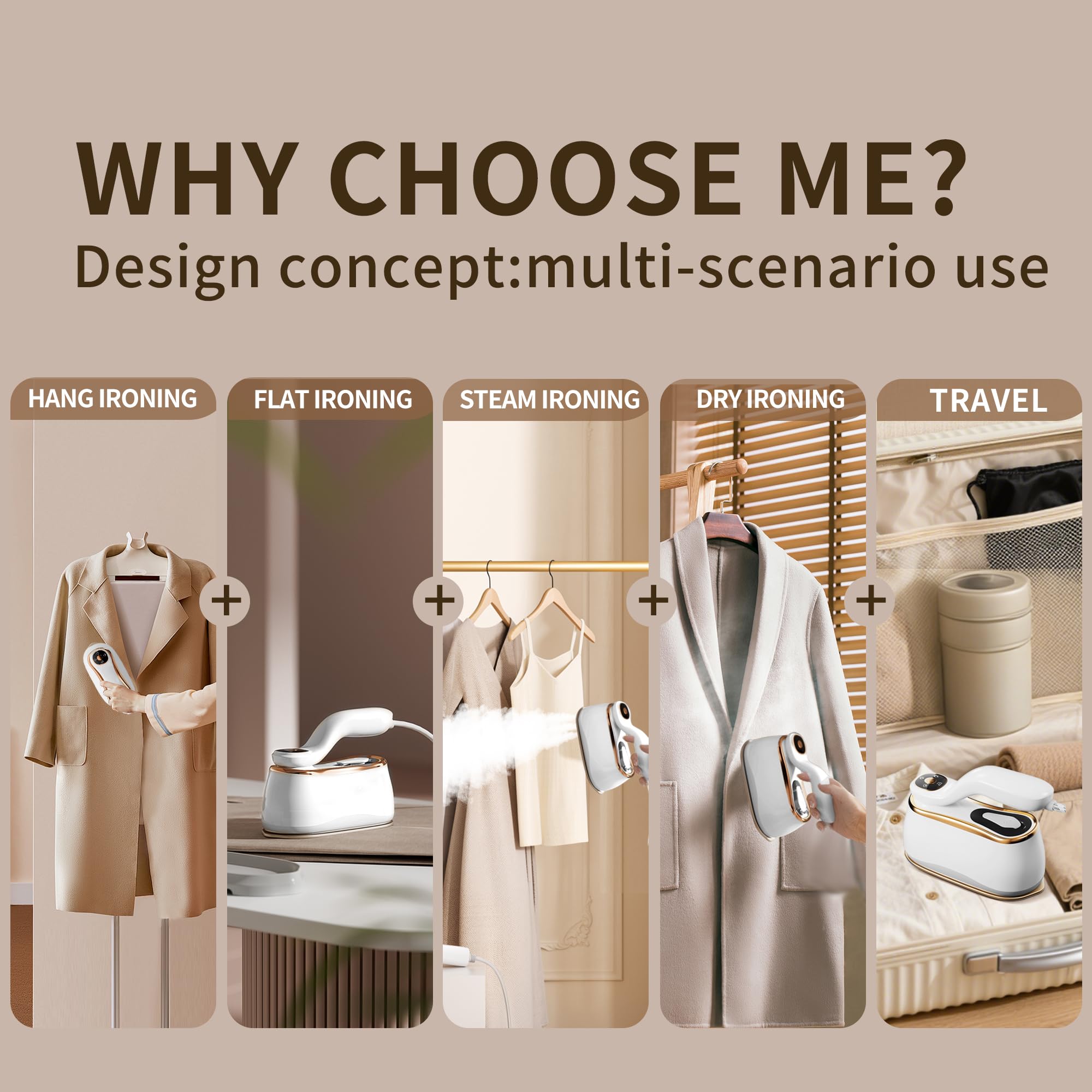 Mitdir Ferro da stiro portatile 175x80mm Ceramic Glass Panel Iron LCD 220ml Water Tank 1200W & 15s Fast Heat Up 4-speed Steamer for Clothes of all Fabrics Dry & Wet Iron for Home Travel Business Trip