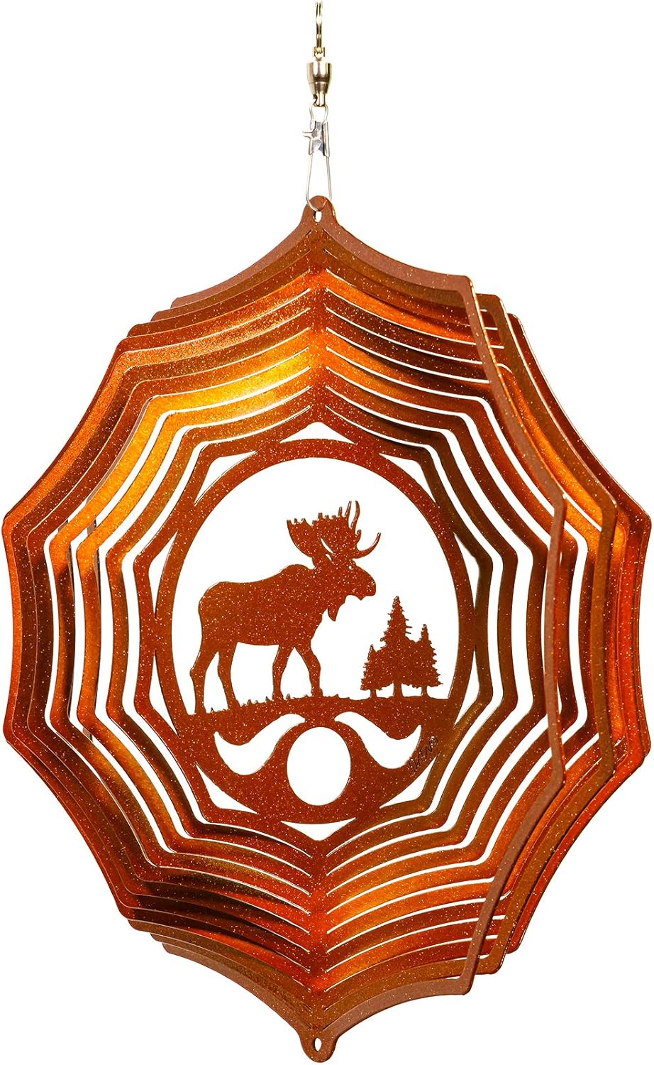 SWEN Products Moose Web Swirly Metal Wind Spinner